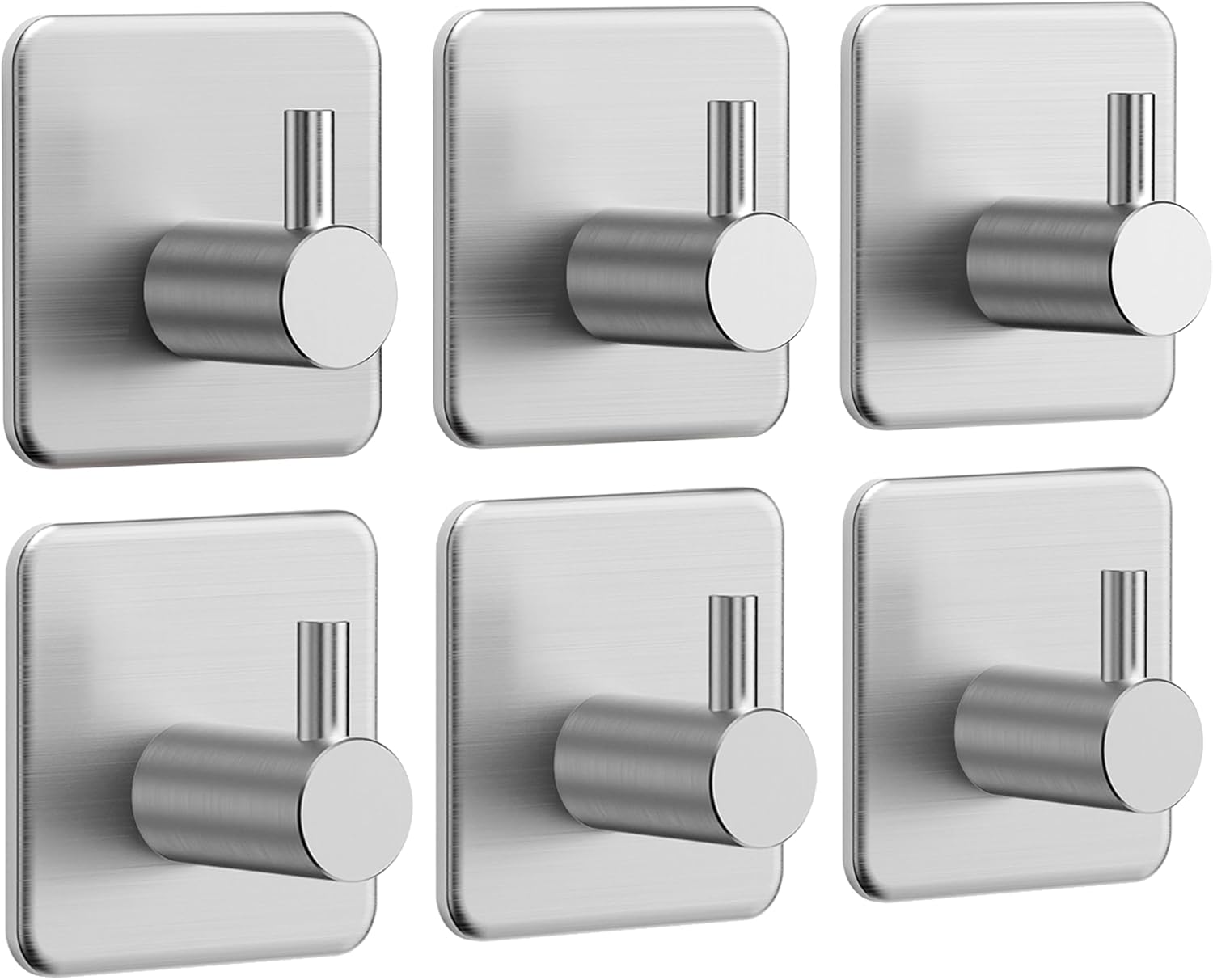 Set De 6 Crochets Adhésifs, Porte-serviettes Pour Salle De Bain, Crochet En Acier Inoxydable Imperméable Pour Torchons, Crochet Adhésif Sans Perçage, Couleur Argentée