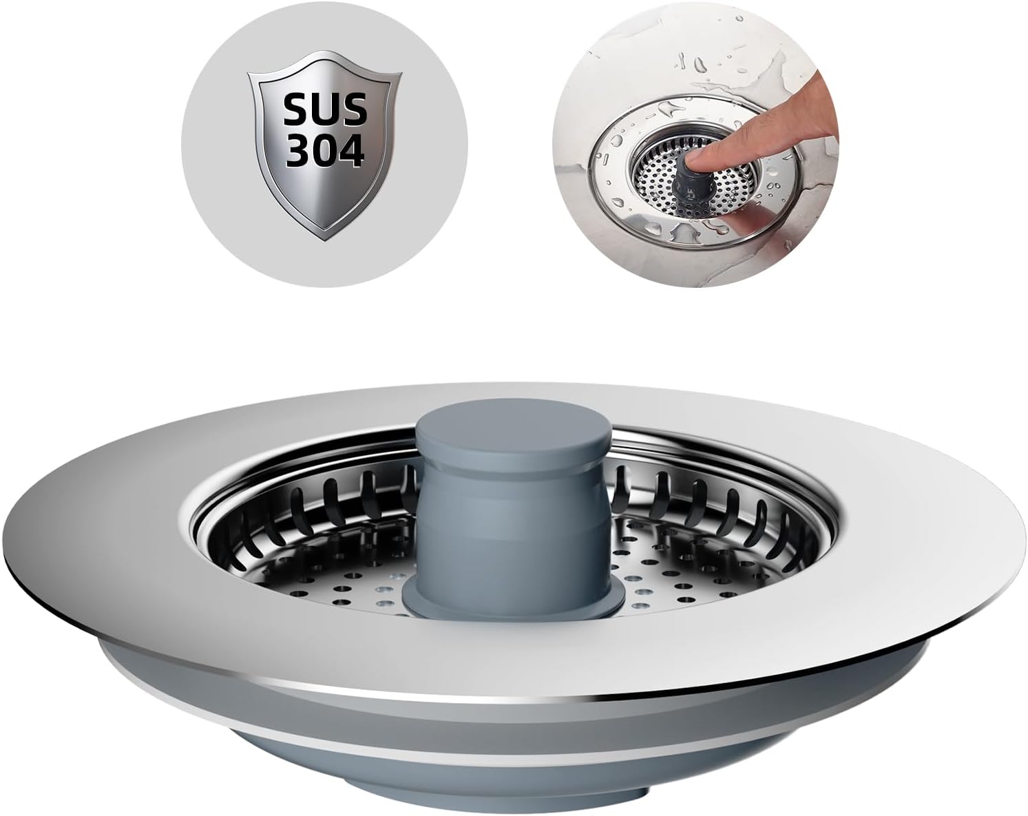 Bouchon De Lavabo, Bouchon De Lavabo En Abs Avec Ensemble De Filtre En Acier Inoxydable, Protection Contre Les Obstructions, Prévention Des Odeurs, Filtre De Lavabo – Pour Lavabos D'Une Profondeur De