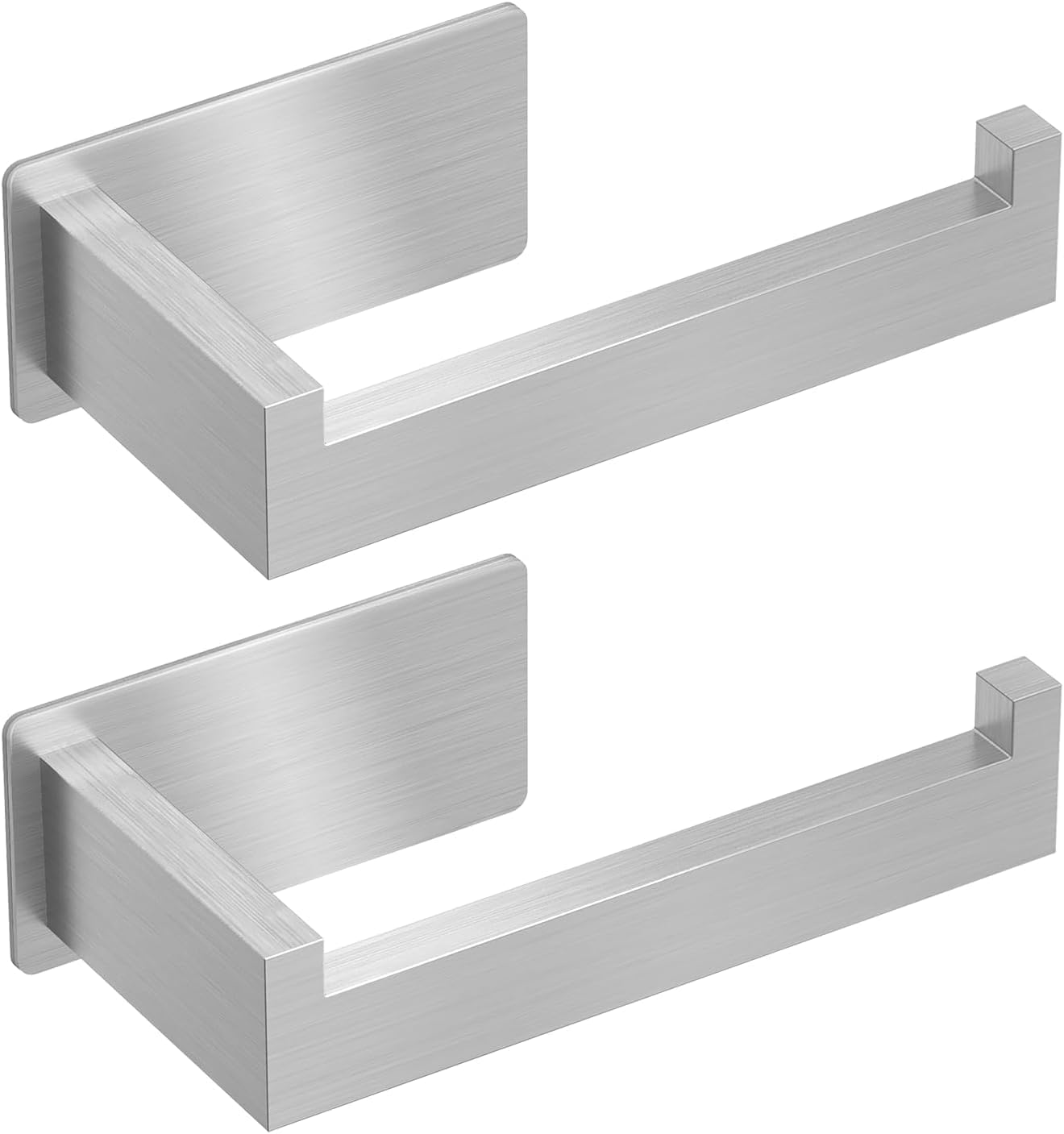 Lot De 2 Porte-papier Toilette Sans Perçage, En Acier Inoxydable Antibactérien Sus304, Support Mural Autocollant Pour Salle De Bain Et Cuisine (verre, Carrelage, Marbre), Argent