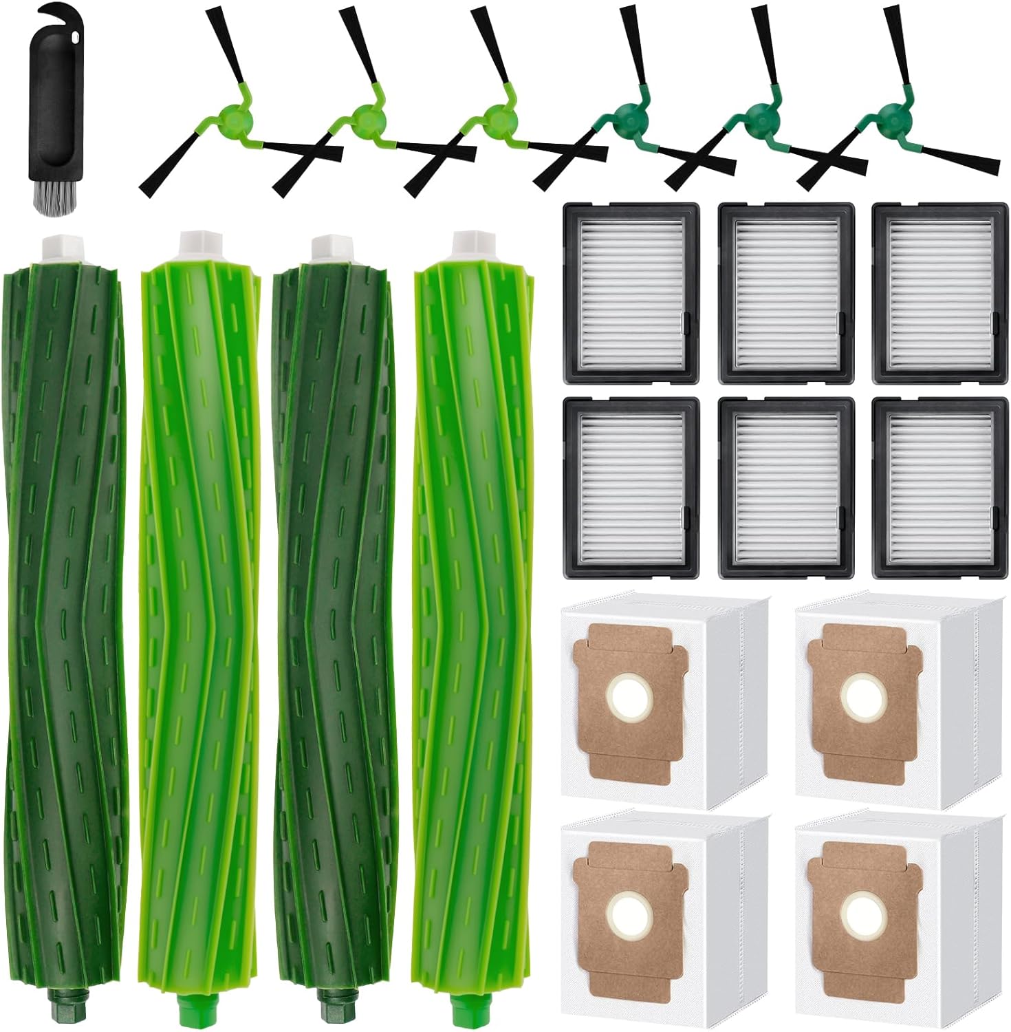 Kit D'Accessoires De 21 Pièces Pour Aspirateurs Irobot Roomba Max 705 Combo/706 Combo : 4 Brosses Principales, 6 Filtres, 6 Brosses Latérales, 4 Sacs À Poussière, 1 Brosse De Nettoyage