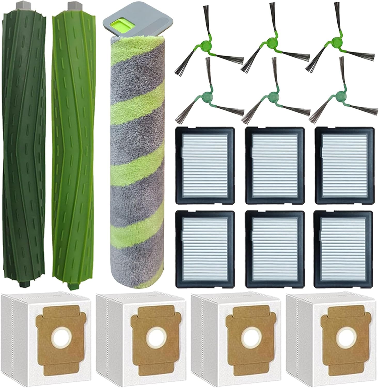 Ensemble De 19 Accessoires Pour Aspirateurs Robots Irobot Roomba Max 705 Combo/706 Combo/max 700, Comprenant 2 Brosses Principales, 1 Brosse Rotative, 6 Filtres, 6 Brosses Latérales Et 4 Sacs.