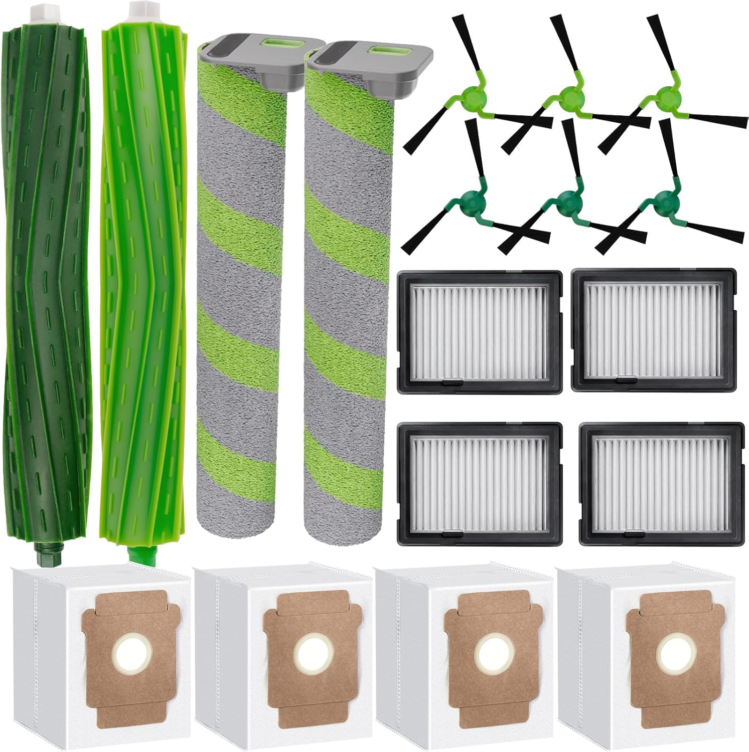 Kit D'Accessoires De 18 Pièces Pour L'Aspirateur Robot Irobot Roomba Max 705 Combo/706 Combo : 2 Brosses Principales, 2 Brosses Rotatives, 4 Filtres, 6 Brosses Latérales, 4 Sacs À Poussière