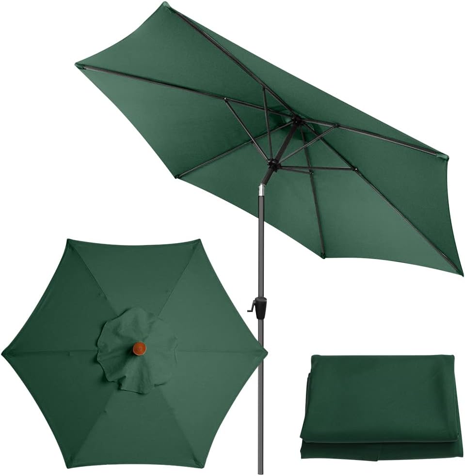 Roadtime : Parasol De Rechange De 3 M, Parasol Universel Pour Table De Marché, Protection Solaire Pour Terrasse, Jardin, Plage, Piscine, Table De Marché (3 M/6 Baleines, Vert)