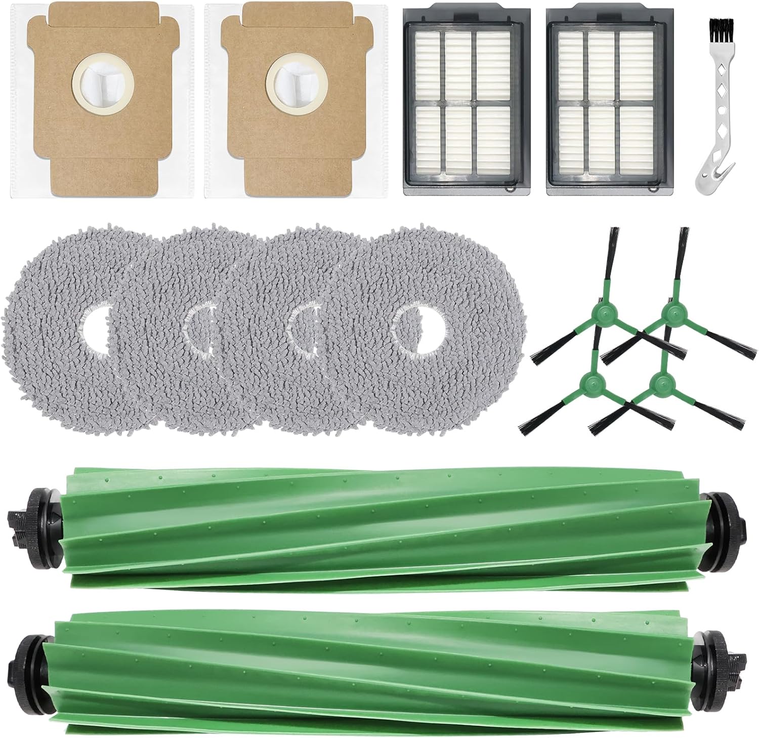 Accessoires Pour L'Aspirateur Robot Irobot Roomba Plus 405 Combo Robot + / 505 Combo Robot + : Pièces De Rechange, 2 Brosses Principales, 4 Chiffons, 2 Sacs À Poussière, 2 Filtres, 4 Brosses Latérales