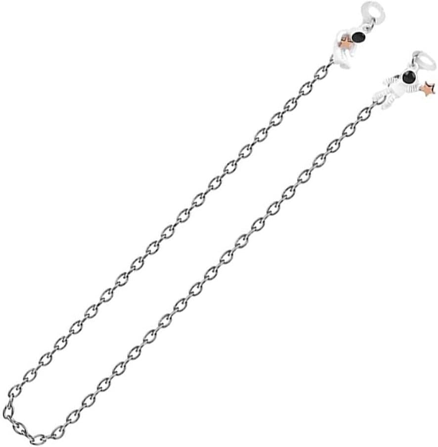 Chaîne De Écouteurs Sans Fil Pour Adultes, Fermeture Magnétique Contre La Perte, Acier Titane, Design Astronaute, Taille Unique, Légère Et Pratique, Couleur Métallique Gris Clair