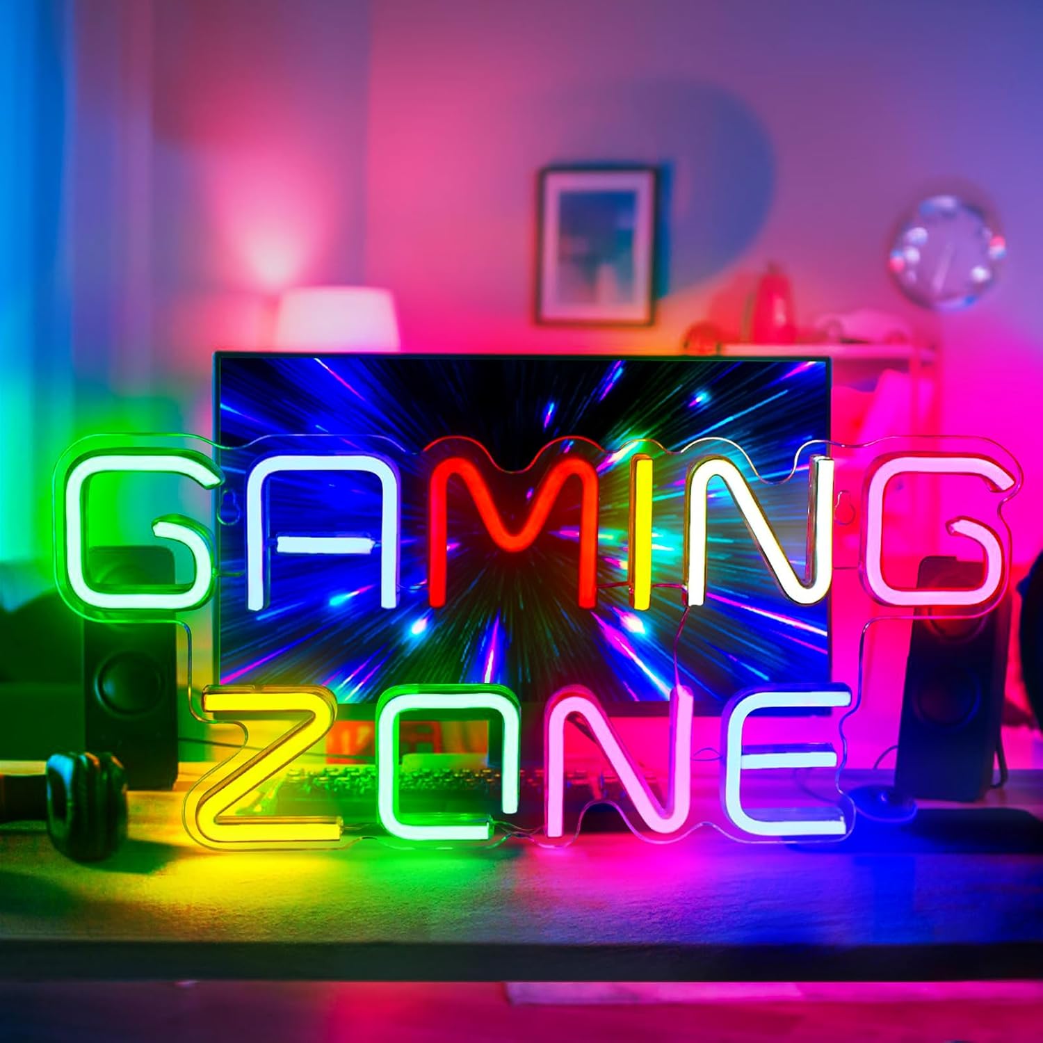 Enseigne Lumineuse « One Game », Enseigne Néon Usb Tendance, Décoration Murale Idéale Pour Salle De Jeux, Chambre, Bar, Soirée, Chambre De Garçon, Cadeau Pour Gamers.