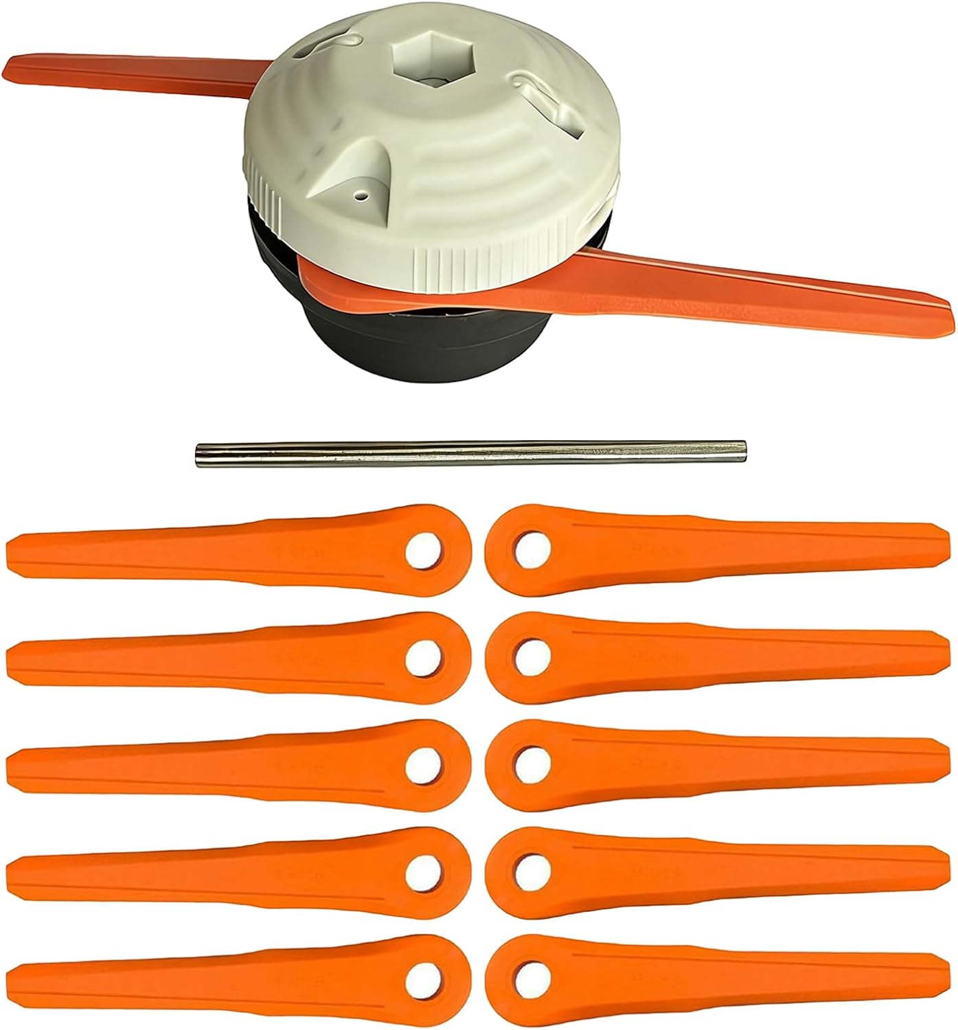 Tête De Coupe Polycut 6-2 4006-710-2137 Avec 10 Lames Et Tige De Montage, Compatible Avec Les Débroussailleuses Stihl Fs38, Fs40, Fs45, Fs50, Fsa60 Et Fsa86, Système De Coupe À Double Lame Pour Pelous
