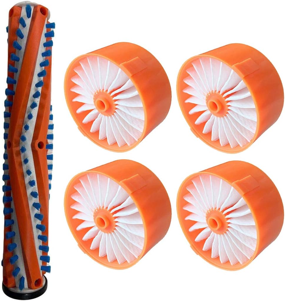 Lot De 4 Filtres + Brosse Pour Aspirateurs Black & Decker Powerseries, Compatible Avec Les Modèles Bsv2020g Et Bsv2020wapb, Pièces Détachées