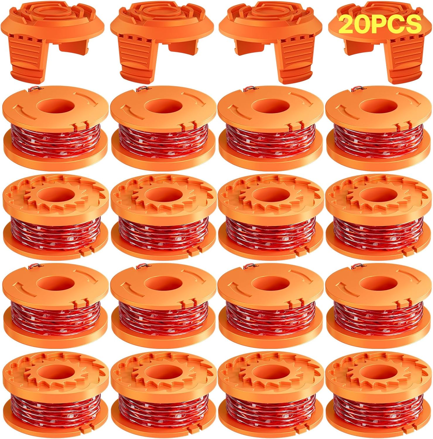 Pack De 20 Bobines De Fil De Coupe 3m - Wa0004.1/wa0010 Fil De Coupe Ø1,65mm, Bobine De Fil De Débroussailleuse (16 Fils De Débroussailleuse, 4 Protections)