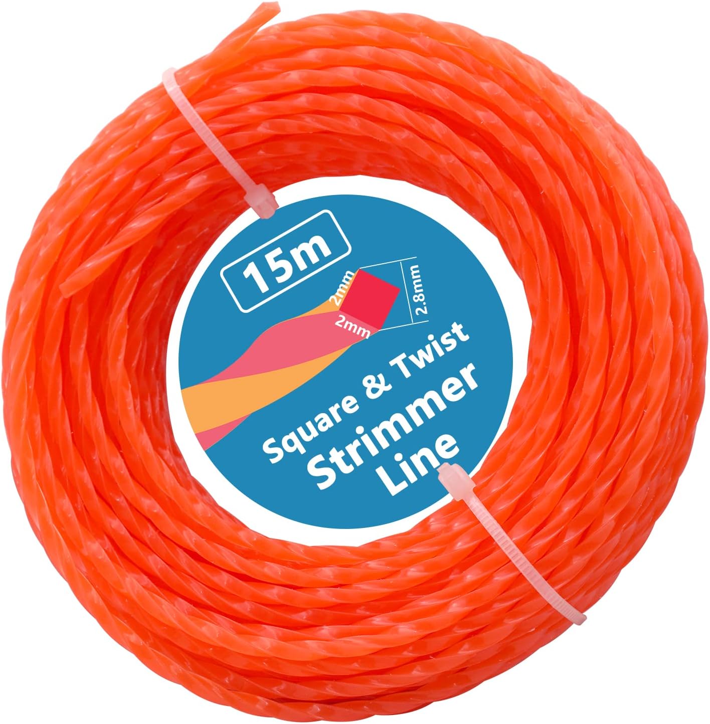 Fil De Coupe Carré Haute Performance, Diamètre 2,8 Mm – 3 Mm, Longueur 15 M, Câble En Nylon Pour Débroussailleuses Électriques, E3015
