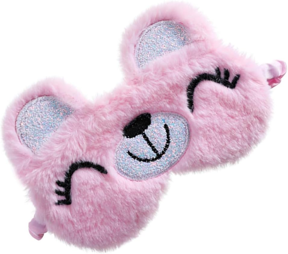 Masque De Sommeil En Peluche Rose Pour Garçons Et Filles, Bandeau De Maquillage Confortable, Pour Dormir, Voyager, Faire Des Siestes Et Au Bureau.