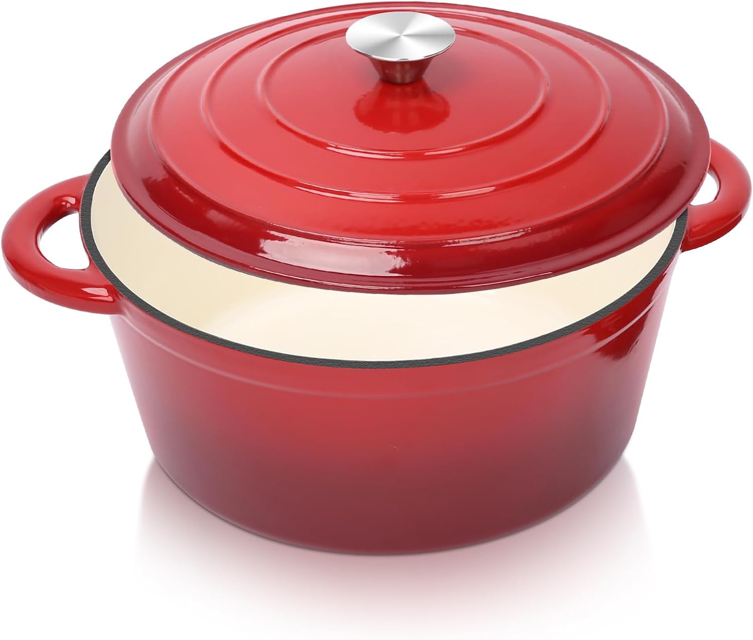Cocotte En Fonte Émaillée De 28 Cm Avec Couvercle, Compatible Tous Feux, Y Compris Induction, Avec Un Panier À Pain Rond