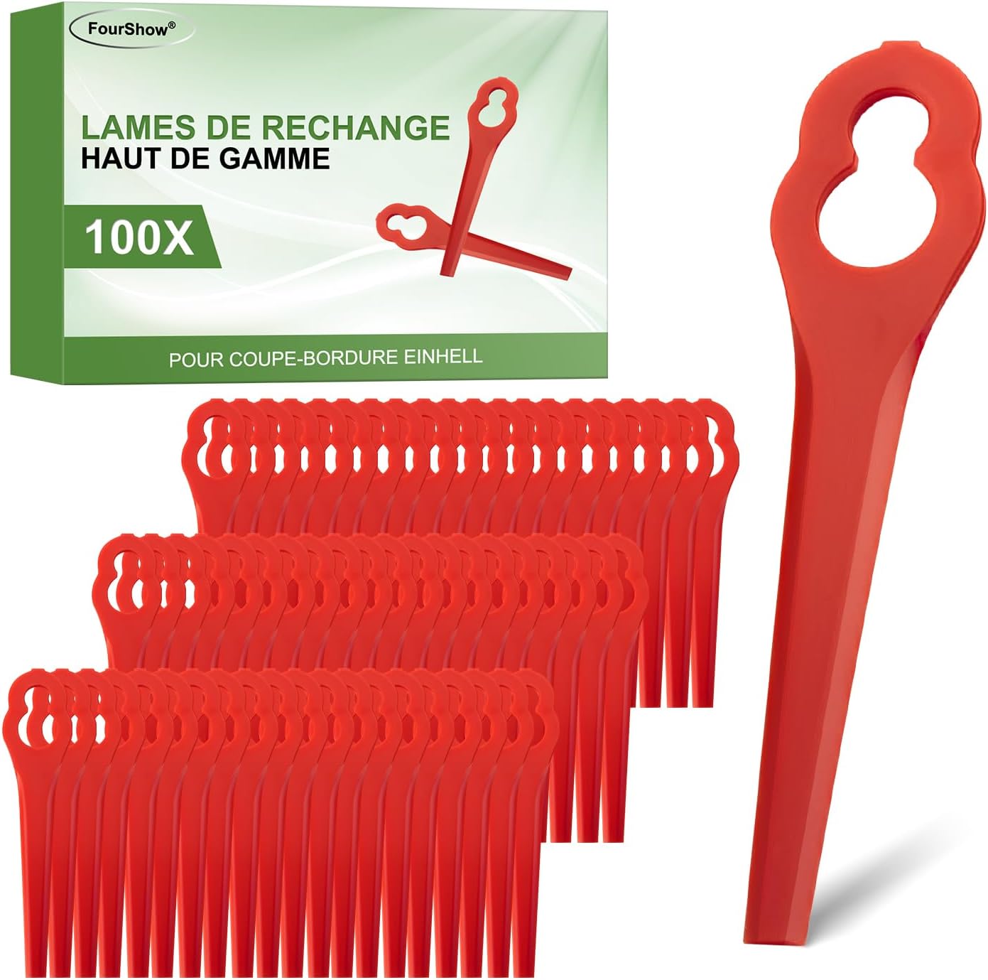Ensemble De 100 Lames De Rechange Pa6, Compatibles Avec Les Coupe-bordures Sans Fil Einhell Ge-ct 18 Li, Gc-ct 18/24 Li, Bg-ct 18 Li Et Rg-ct 18 Li.