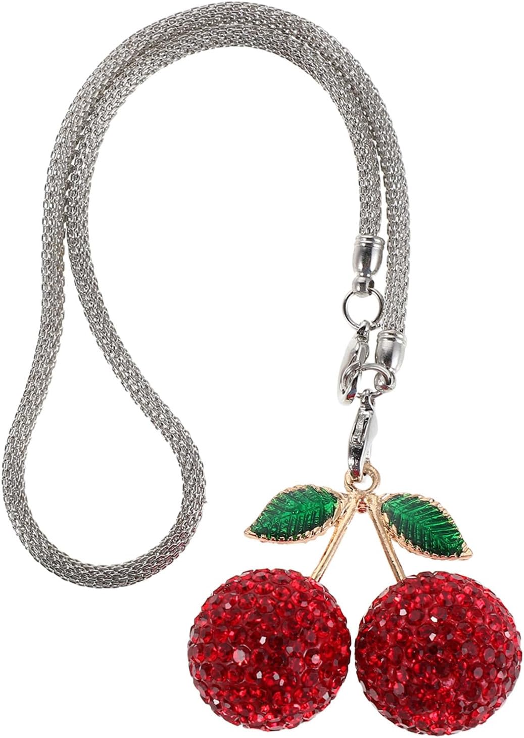 Pendentif De Voiture En Forme De Cerise, Décoration Suspendue En Strass Pour Rétroviseur, Ornement Intérieur Scintillant Pour Voiture