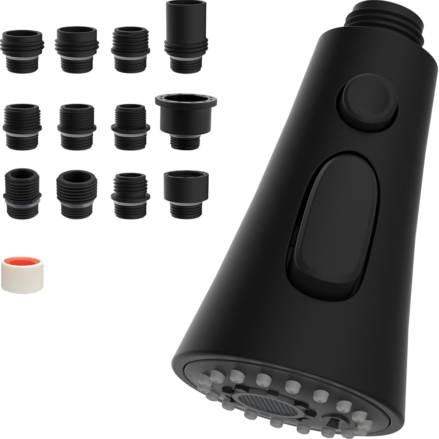 Douchette De Remplacement Pour Robinets De Cuisine, 3 Fonctions Avec 9 Adaptateurs, Compatible Avec Les Robinets G1/2, Noir Mat
