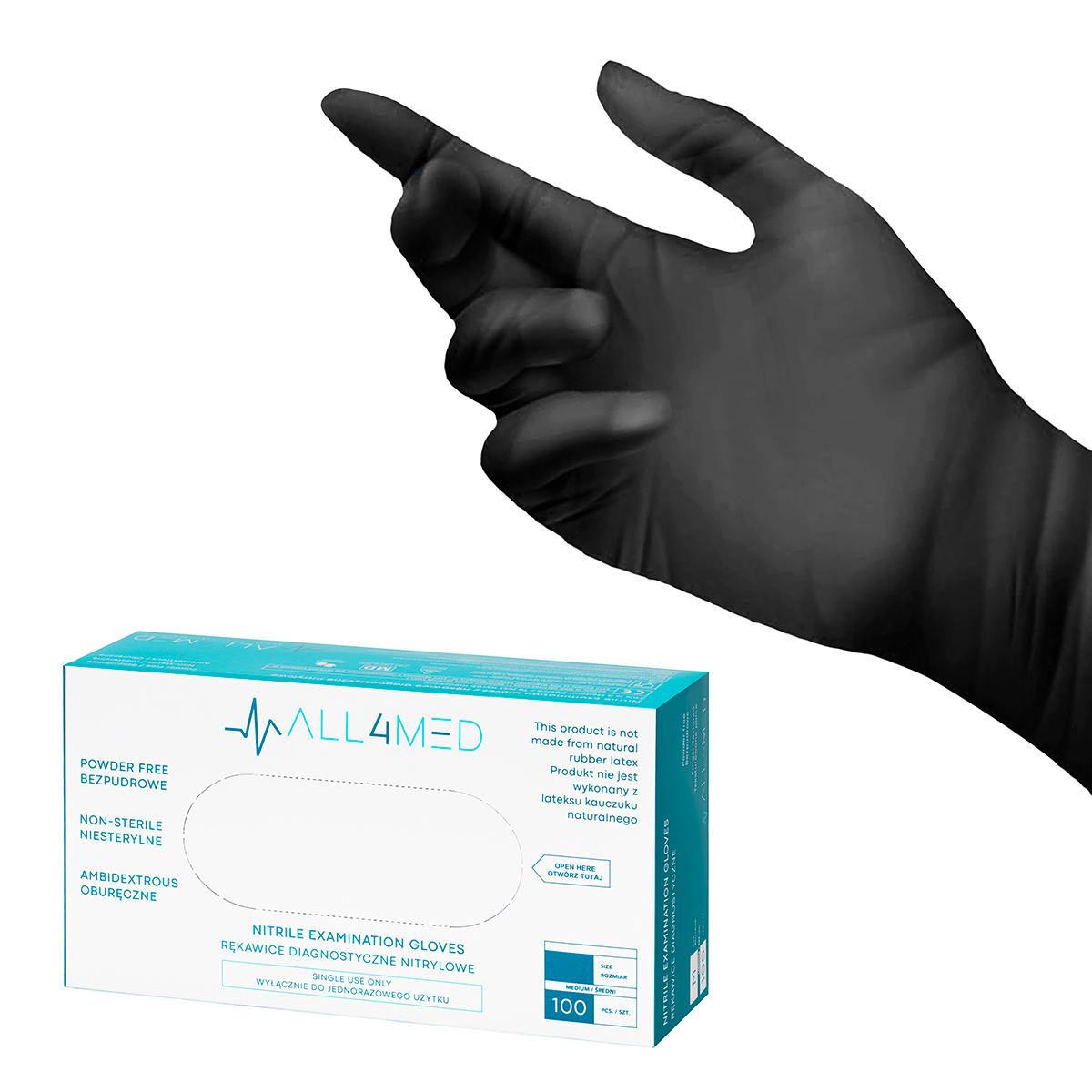 All4med Einweg-nitril-diagnostikhandschuhe Schwarz L