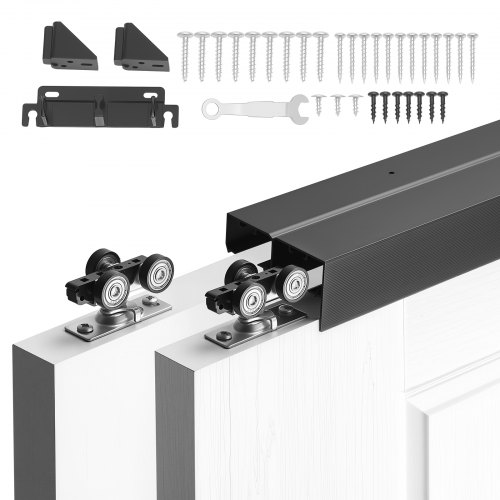 Bypass-schiebetürbeschlag-set 1829 Mm, Doppelschiebetürschiene Aus Aluminiumlegierun, Schiebetürsystem Für Schränke (25–45 Mm Dicke / 951 Mm Breite), Leichtgängig & Leise, Schwarz