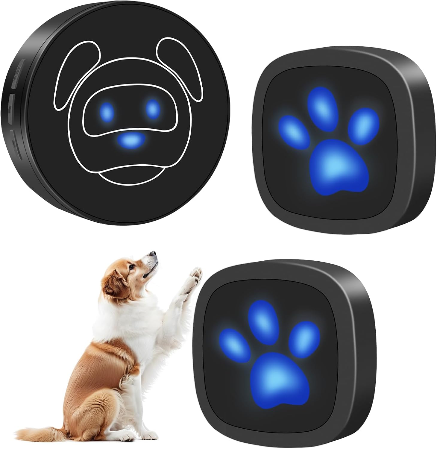 Sonnette Sans Fil Pour Chien, Sonnette Extérieure, Boutons Étanches Ip55, 55 Mélodies, 4 Niveaux De Volume Et Portée De 290 M (noir, 1 Récepteur, 2 Émetteurs)