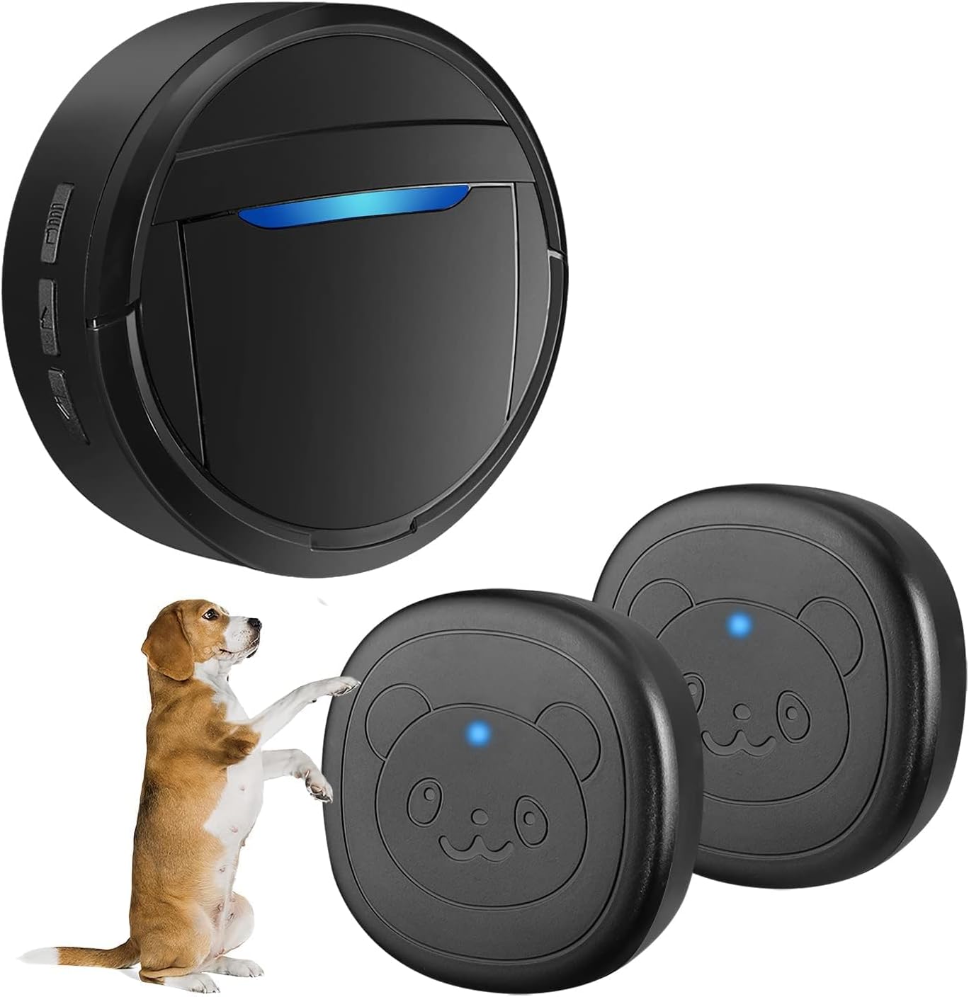 Sonnette Sans Fil Pour Chien, Sonnette Pour Sortir, Boutons Étanches Ip55, 55 Mélodies, 4 Niveaux De Volume Et Portée De 290 M (noir, 1 Récepteur, 2 Émetteurs)