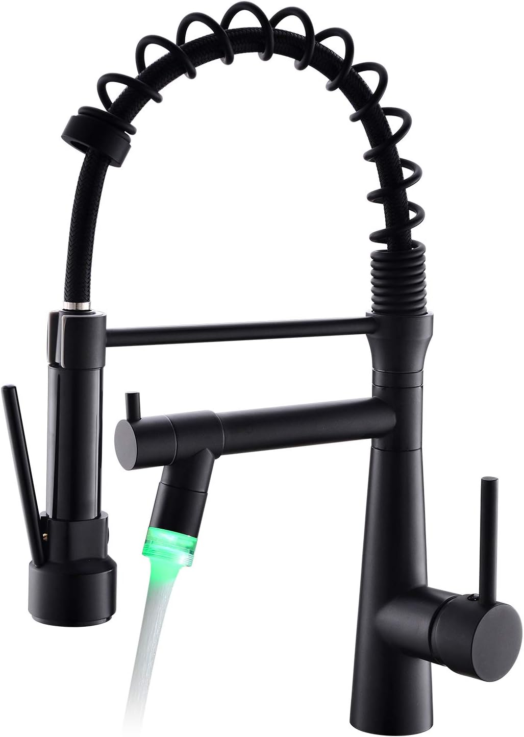 Robinet De Cuisine Avec Ressort Spiralé, Robinet Et Douchette Extractible (robinet De Cuisine Noir À Led)