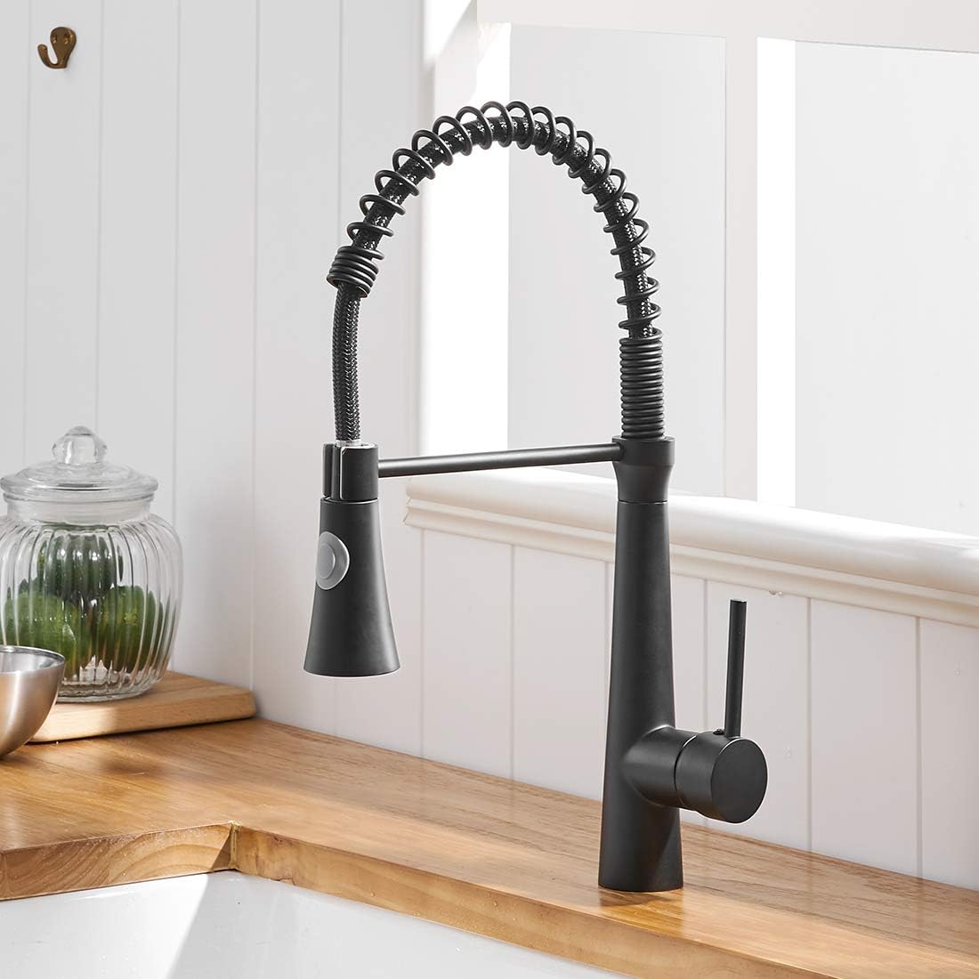 Robinet De Cuisine Noir, Mitigeur De Cuisine Noir Avec Douchette Pivotante À 360°, Robinet D'Évier De Cuisine Avec Douchette À 2 Jets