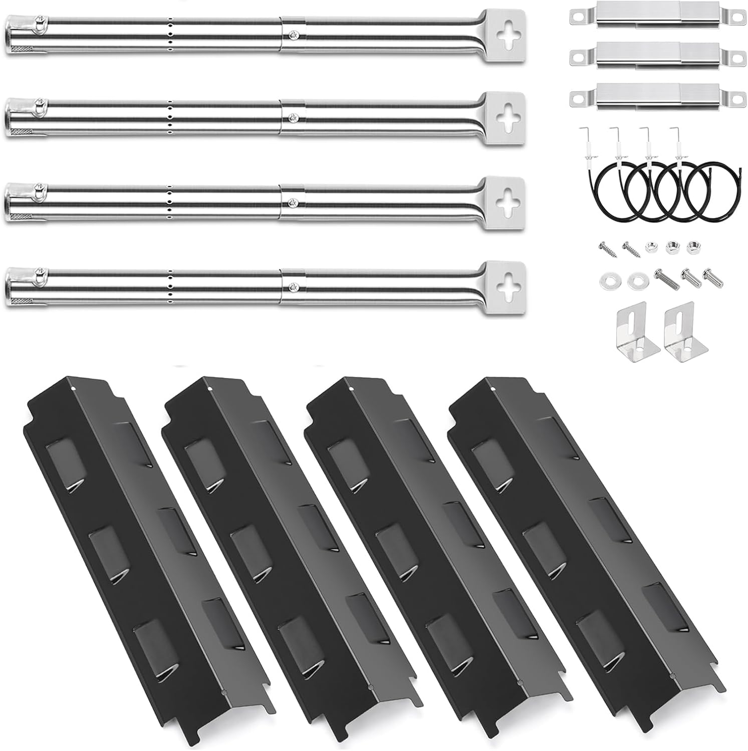Pièces De Rechange Universelles Pour Charbroil, Barbecook Vanilla, Barbecook 300, Tenneker Tg4, Brûleurs De 31 À 45 Cm, Diffuseurs De Flamme Et Connecteurs De 37 Cm, Lot De 4.