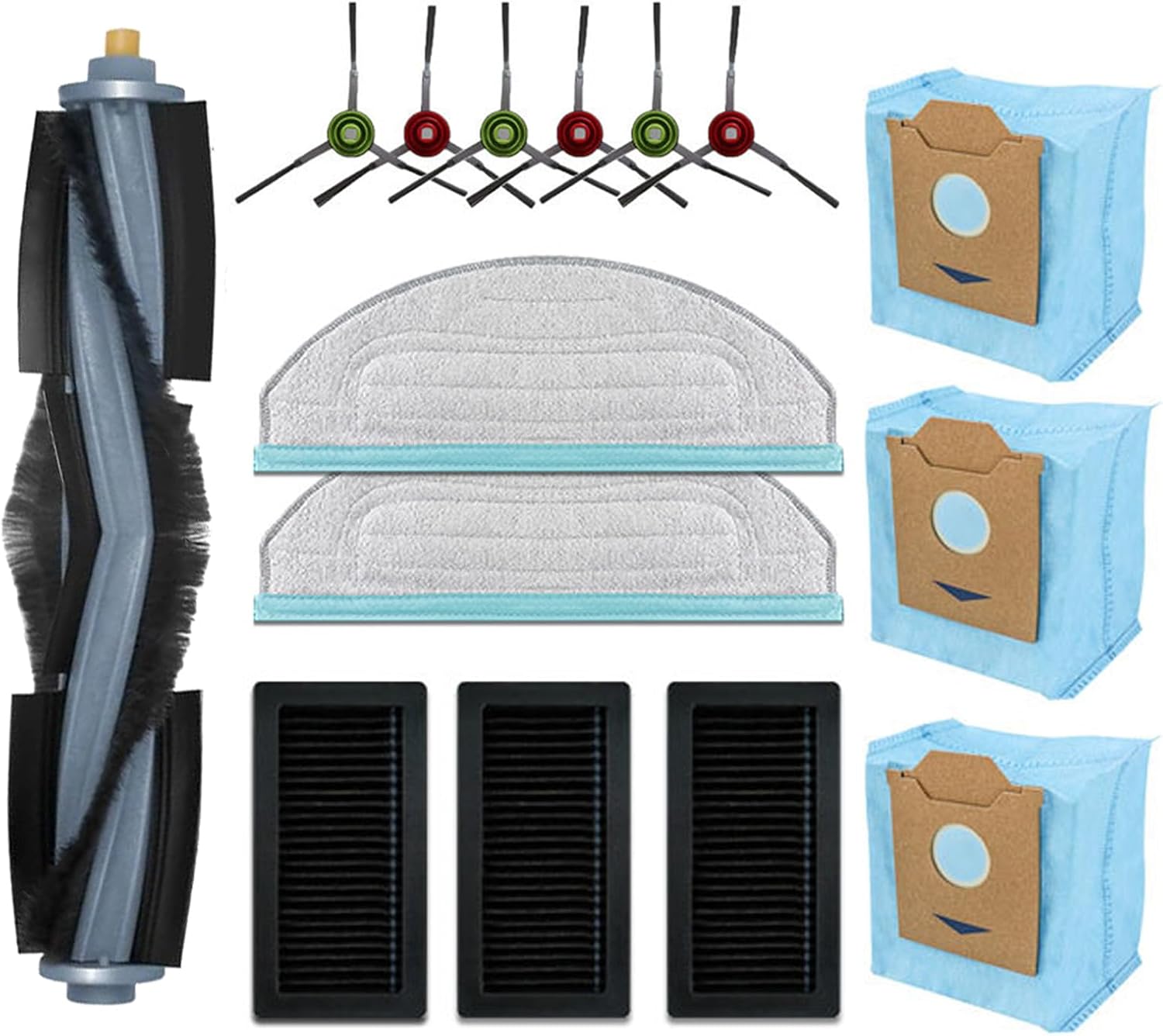 Kit De Pièces De Rechange Pour L'Aspirateur Robot Yeedi Cube Yeedi Cc : 1 Brosse Rotative, 6 Brosses Latérales, 3 Filtres, 2 Lingettes De Nettoyage, 3 Sacs À Poussière