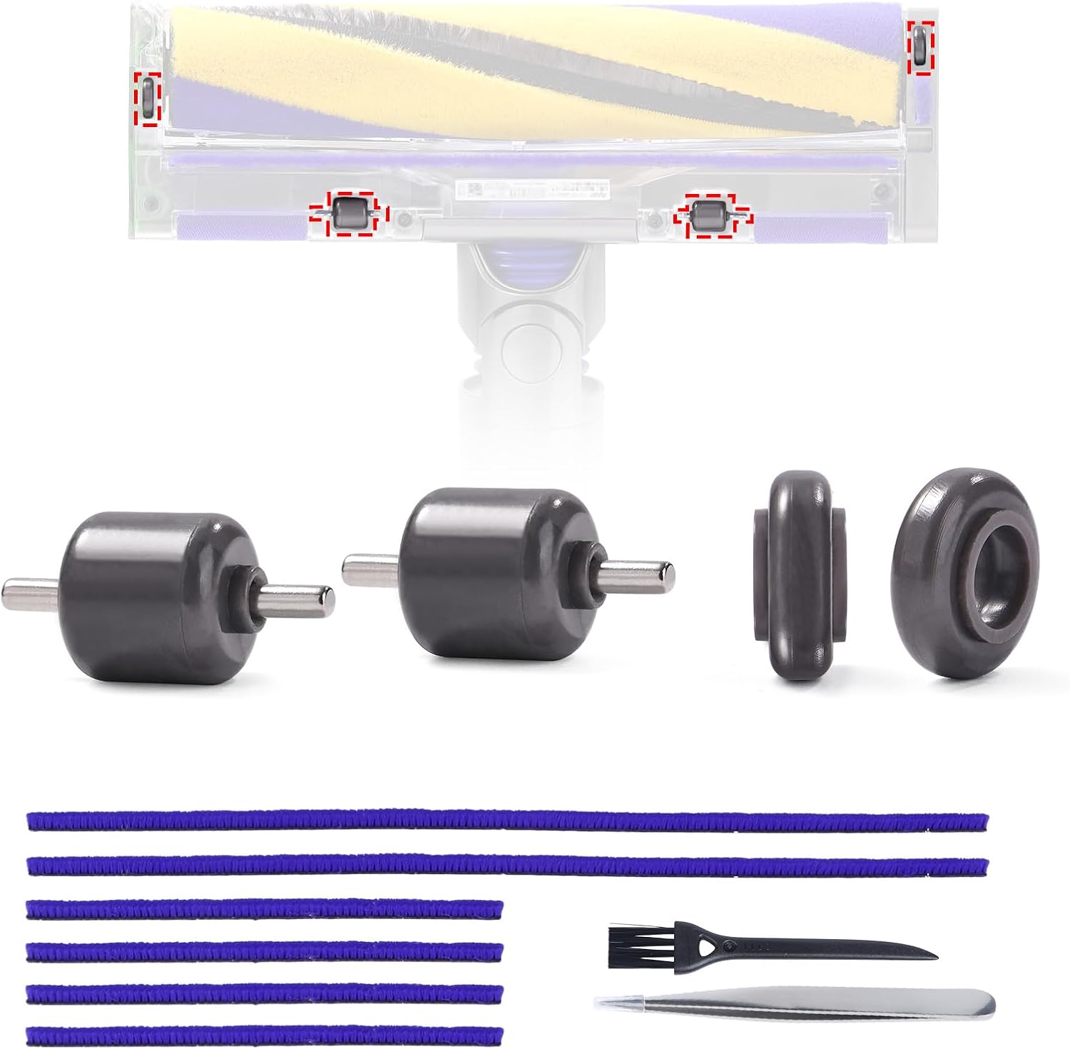 Bandes Et Roues En Peluche Pour Dyson V15, V10 Slim, V12 Detect Slim Absolute, Pièces Détachées, Accessoires Pour Plaque De Base D'Aspirateur Avec Axes