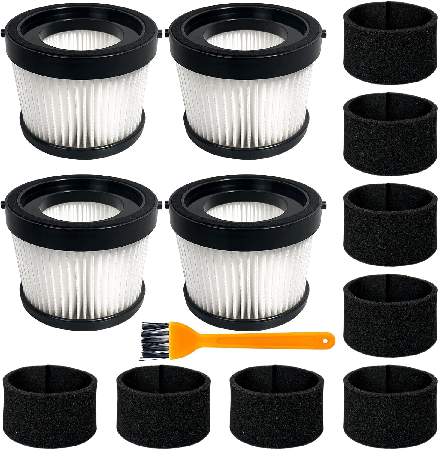 Lot De 4 Filtres Hepa Dcv5011h, Compatibles Avec L'Aspirateur À Main Sans Fil Dewalt Dcv501hb, Comprenant 8 Manchons Filtrants En Mousse Et 1 Brosse.