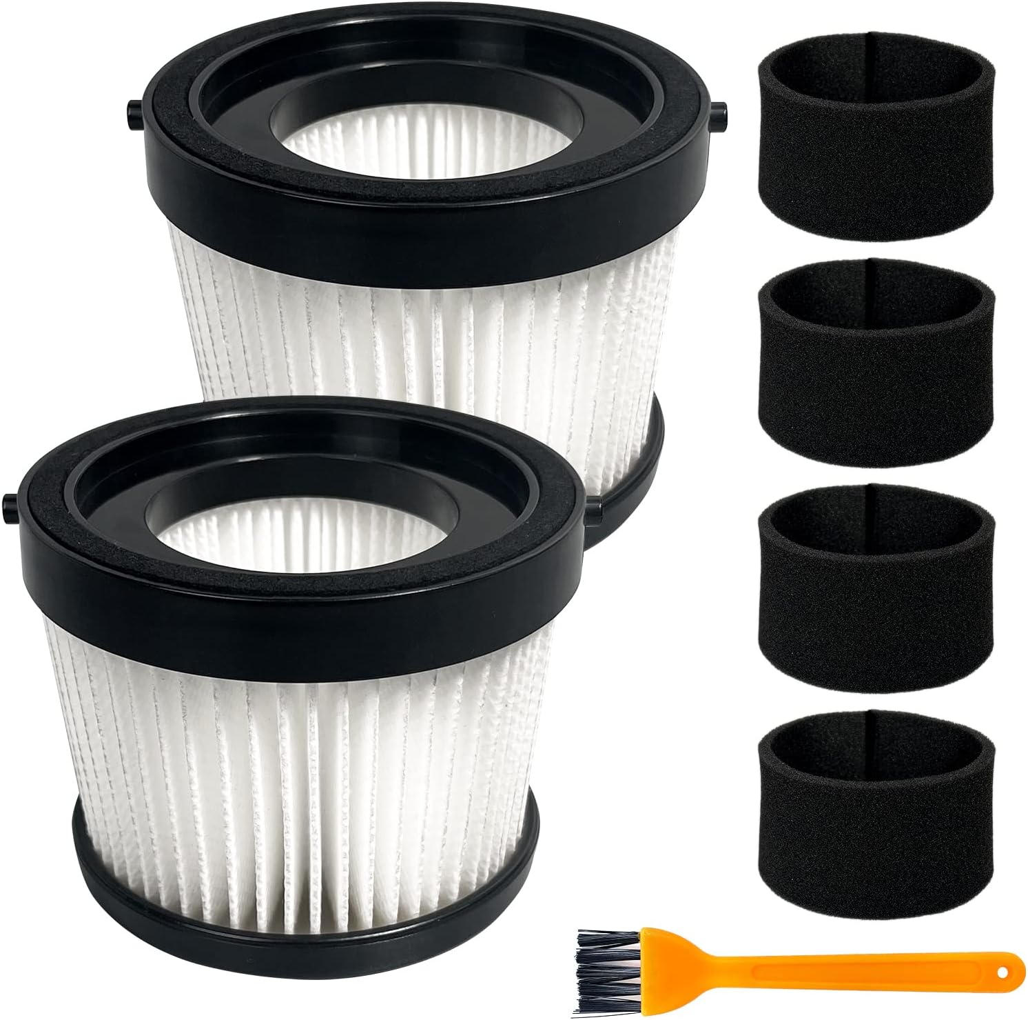 Lot De 2 Filtres Hepa Dcv5011h, Compatibles Avec L'Aspirateur À Main Sans Fil Dewalt Dcv501hb, Comprenant 4 Manchons Filtrants En Mousse Et 1 Brosse.