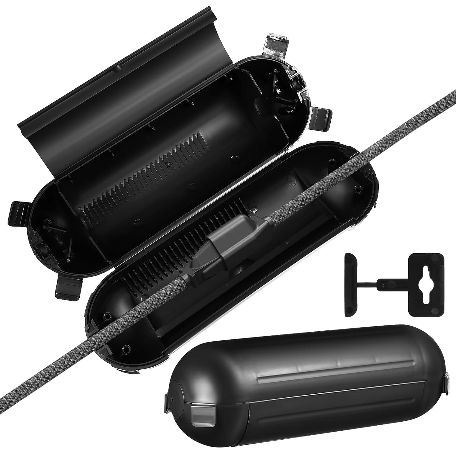 Boîte De Connexion Noire Étanche, 2 Pièces, En Plastique, Facile À Installer, Résistante Aux Intempéries, Pour L'Extérieur Et Comme Décoration Intérieure Simple Et Élégante