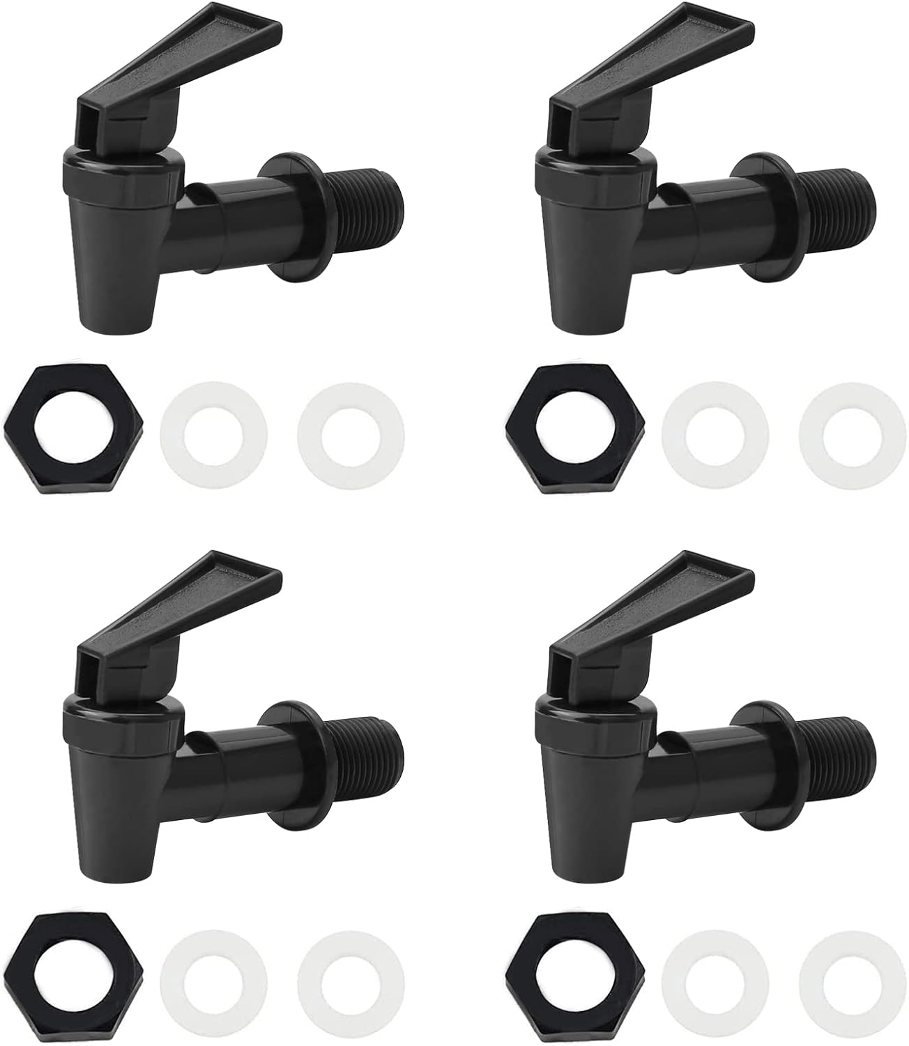 Ensemble De 4 Robinets De Remplacement Universels En Plastique Pour Distributeurs D'Eau Chaude Et Froide, Seau À Bière, Vin, Jus, Noir Uniquement