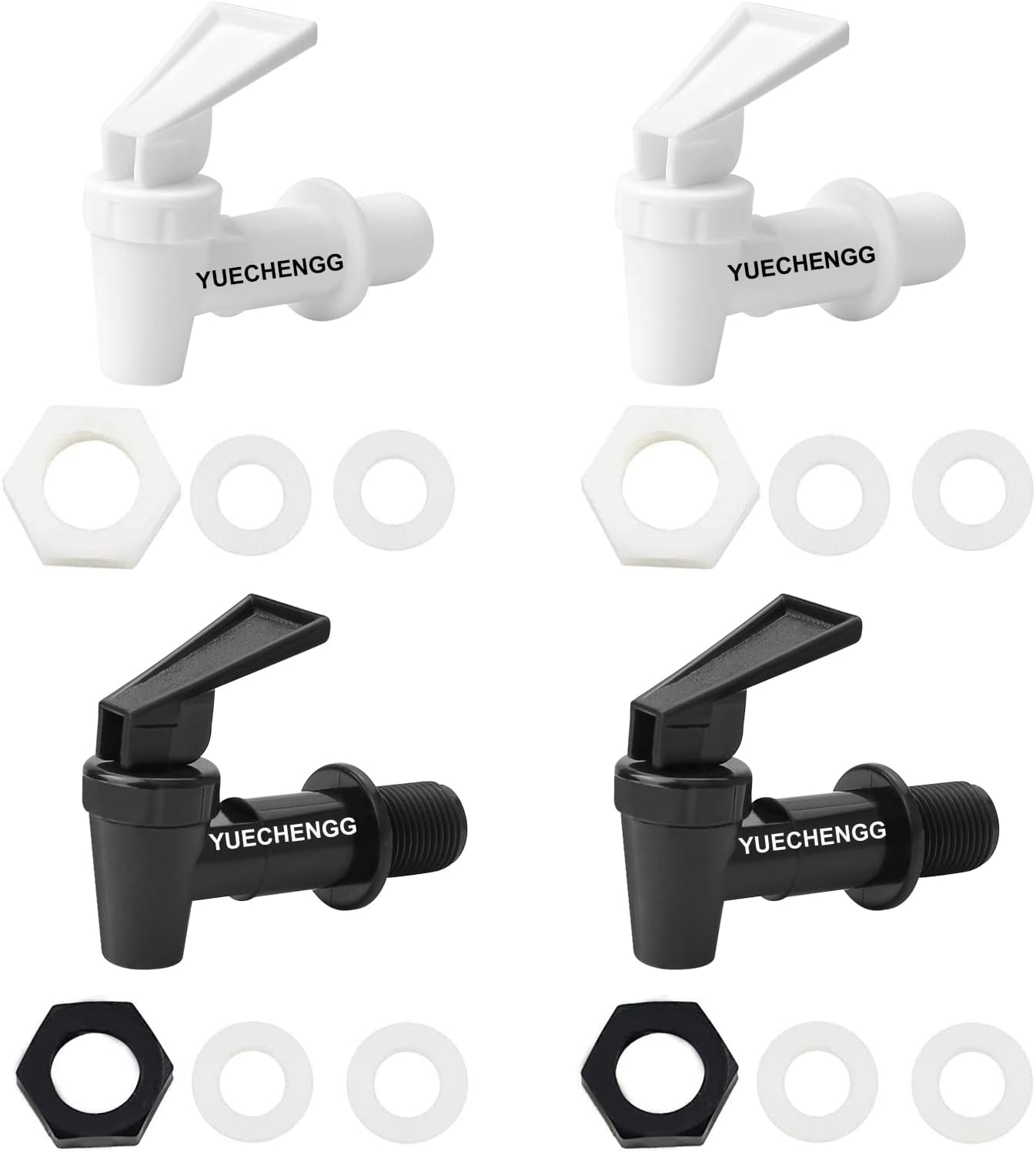 Ensemble De 4 Distributeurs De Boissons En Plastique – Robinet De Rechange Pour Distributeur D'Eau – Adapté Pour Boissons Chaudes Et Froides, Fûts De Bière, Verres, Café, Jus, Fontaines À Boire, Noir.