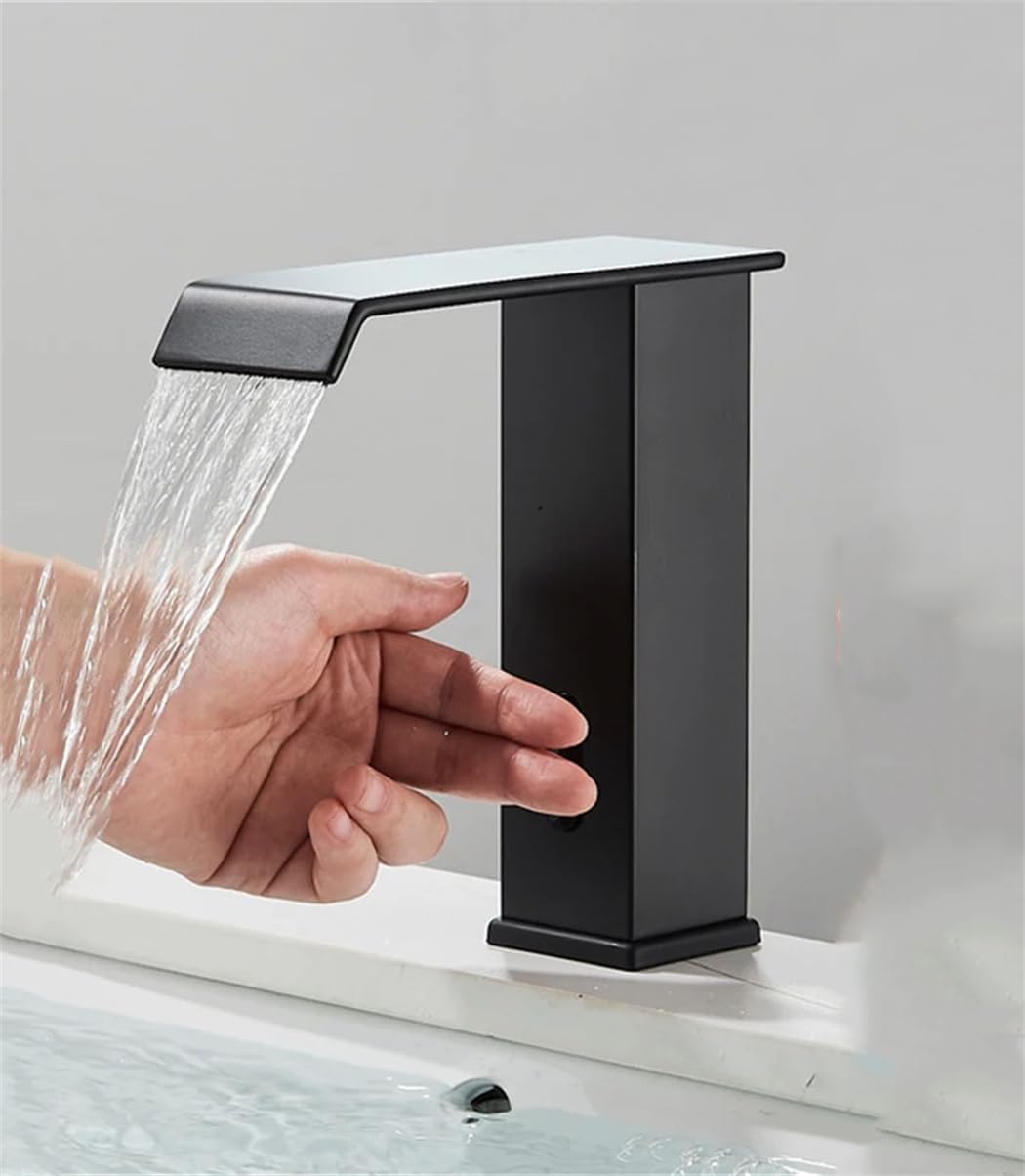 Robinet De Lavabo Noir Monté Sur Le Plan De Travail, Mitigeur Automatique À Capteur, Robinet, Robinet De Lavabo Sans Contact, Robinets De Lavabo