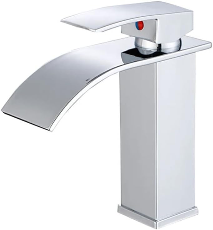 Ensemble De Robinetterie De Lavabo, Robinet Cascade En Chrome Noir, Mélangeur Pour Eau Chaude Et Froide, Robinet De Lavabo, Robinet De Lavabo À Pont