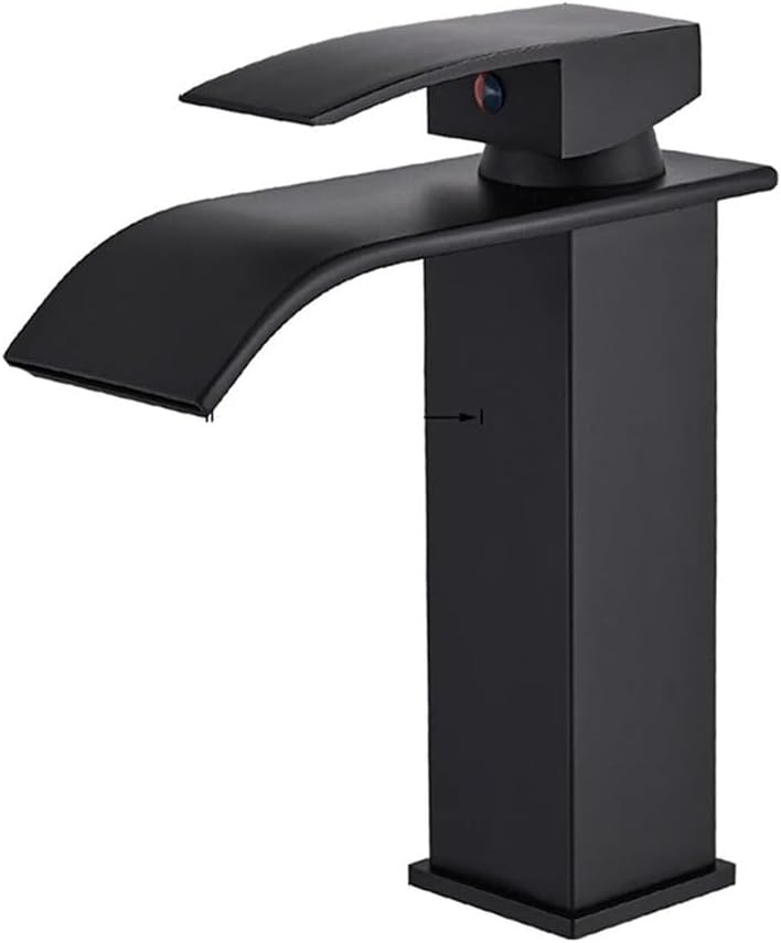 Robinet De Lavabo En Noir Mat, Robinet De Salle De Bain À Levier Unique, Robinet Cascade En Laiton, Robinet De Salle De Bain, Mélangeur Pour Eau Chaude Et Froide