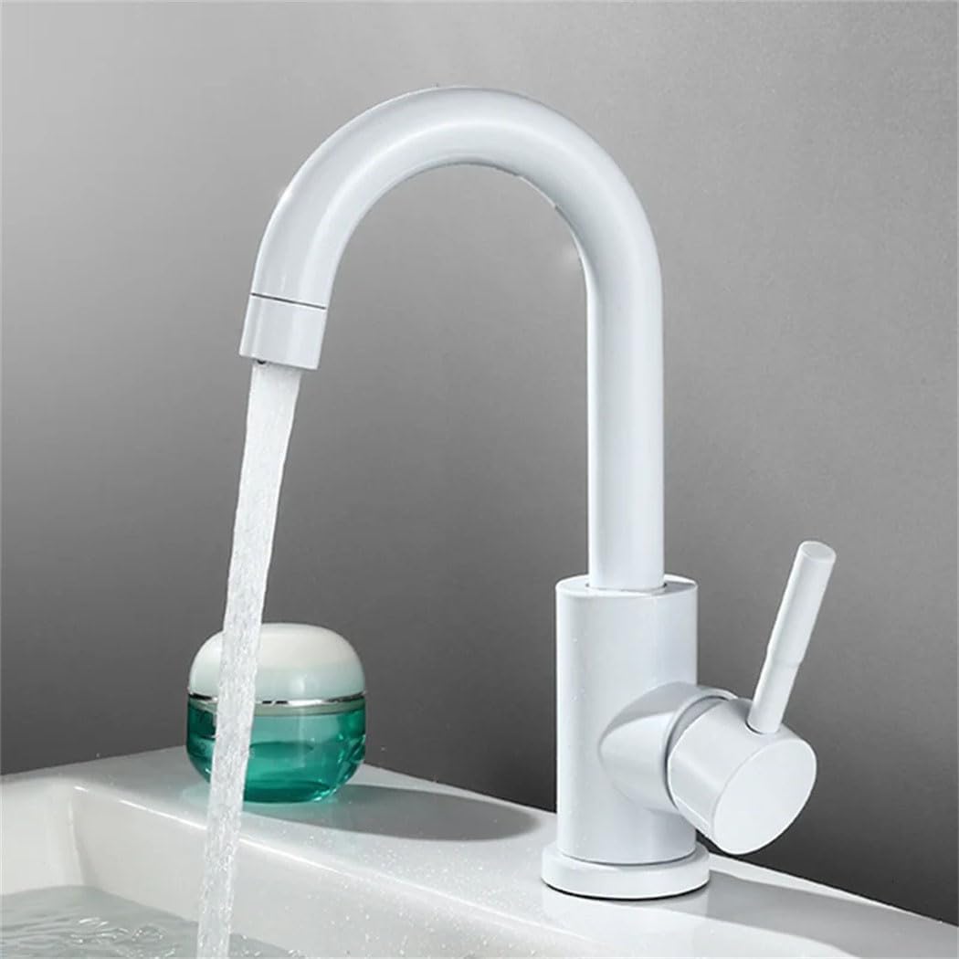 Robinet De Lavabo En Acier Inoxydable 304, Robinet D'Eau Chaude Et Froide Avec Bec Pivotant Librement