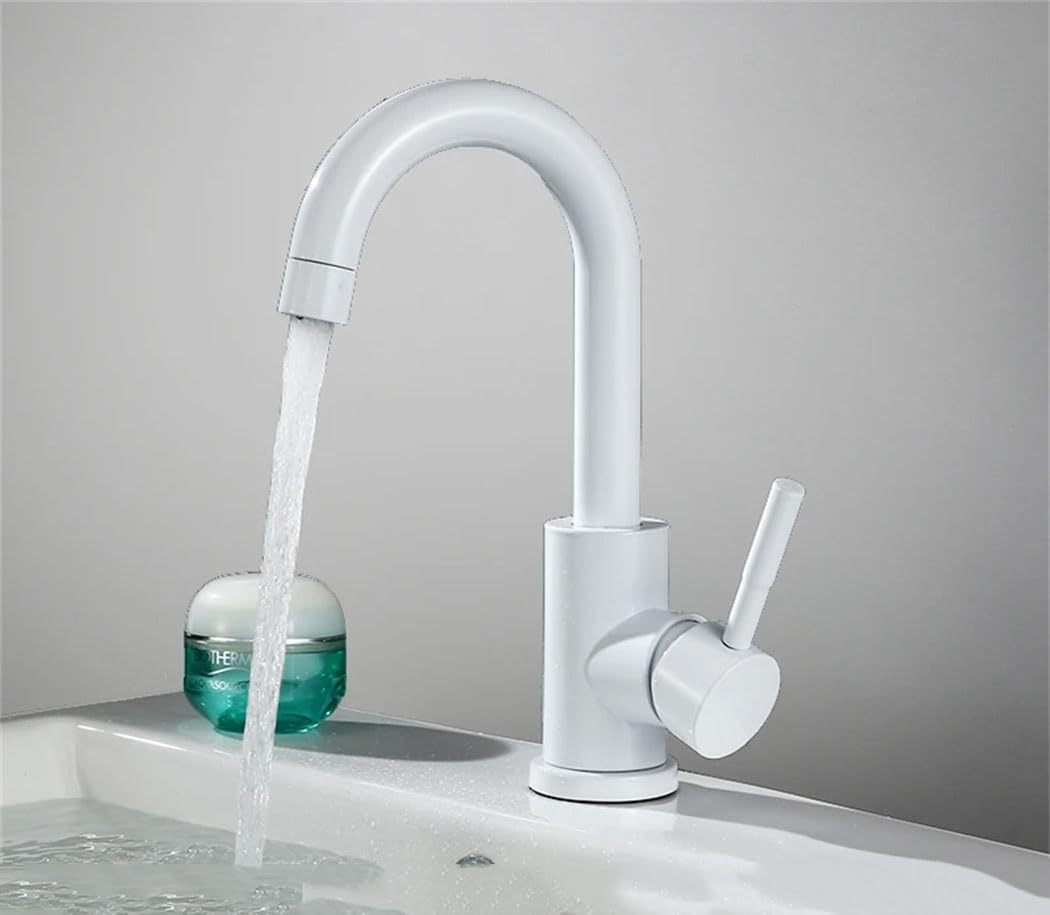 Robinet De Lavabo En Noir Mat, Mélangeur En Acier Inoxydable Pour Eau Chaude Et Froide, Robinet Crane