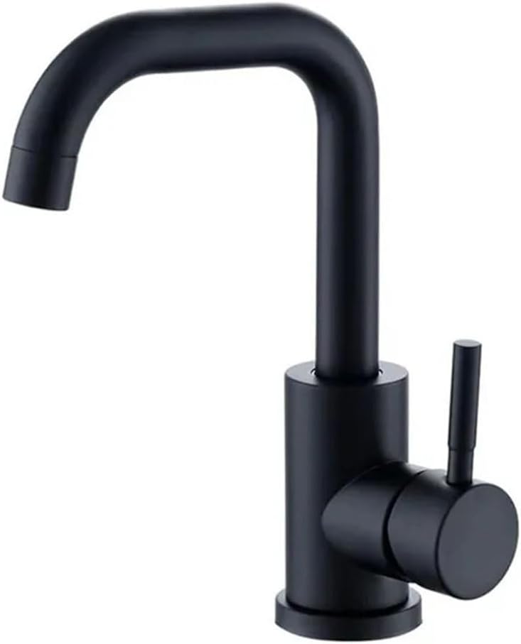 Robinet De Lavabo En Nickel Noir, Robinet Mélangeur En Acier Inoxydable 304 Pour Eau Chaude Et Froide, Robinet À Bras, Robinet De Lavabo Pivotant À 360°, Mélangeur À Levier Unique