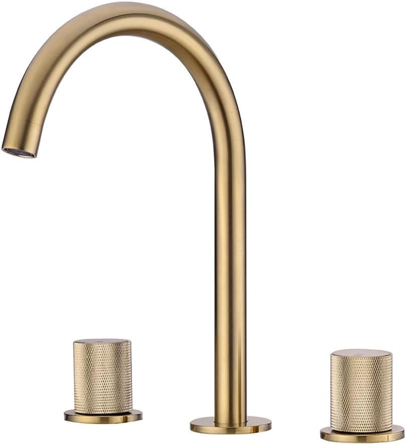 Robinet De Lavabo, Robinet De Lavabo, Robinet De Lavabo Noir À Poser, Support À Trois Trous En Laiton Double, Robinet D'Eau Chaude Et Froide