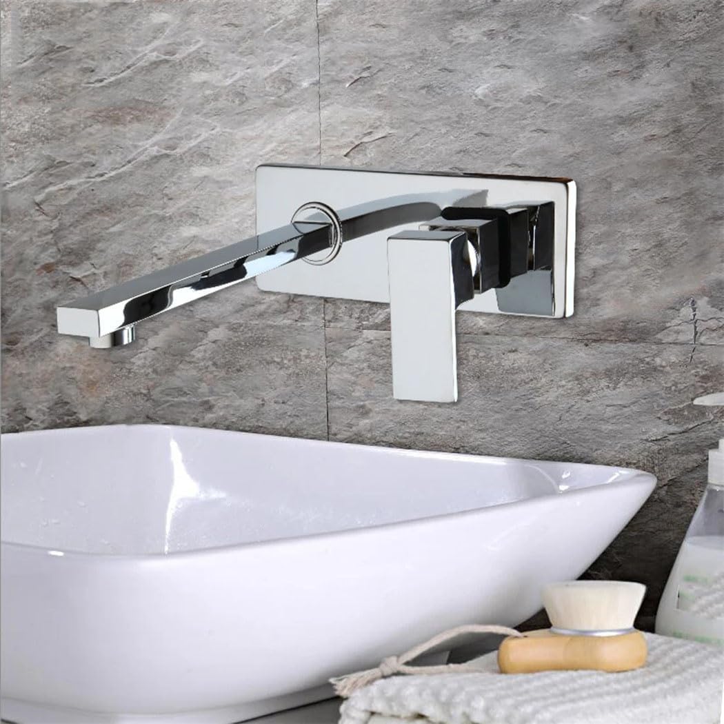 Robinet De Baignoire, Robinet Cascade Avec Raccordement D'Eau Chaude Et Froide, Robinet Mural, Chrome Noir, Robinet De Salle De Bain, Mélangeur