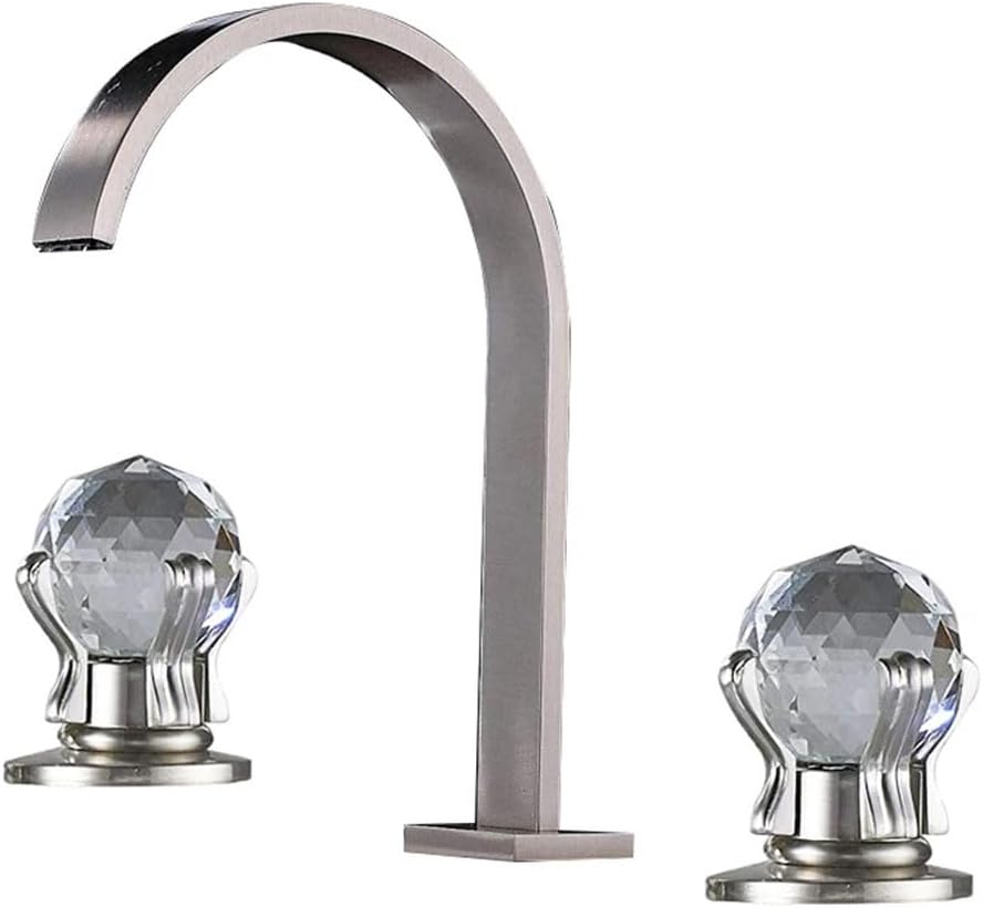 Robinet De Lavabo En Chrome Poli, Robinet De Lavabo En Laiton Carré À Monter Sur Le Plan De Travail, Double Poignée, Robinet À 3 Trous Pour Eau Chaude Et Froide