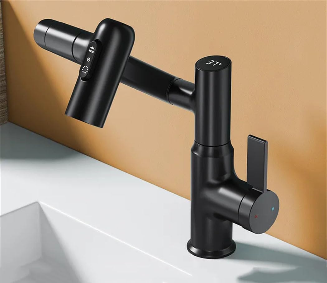 Robinet De Lavabo À Affichage Numérique Led, Rotation À 360°, Douche Multifonction, Mélangeur D'Eau Chaude Et Froide, Robinet De Lavabo