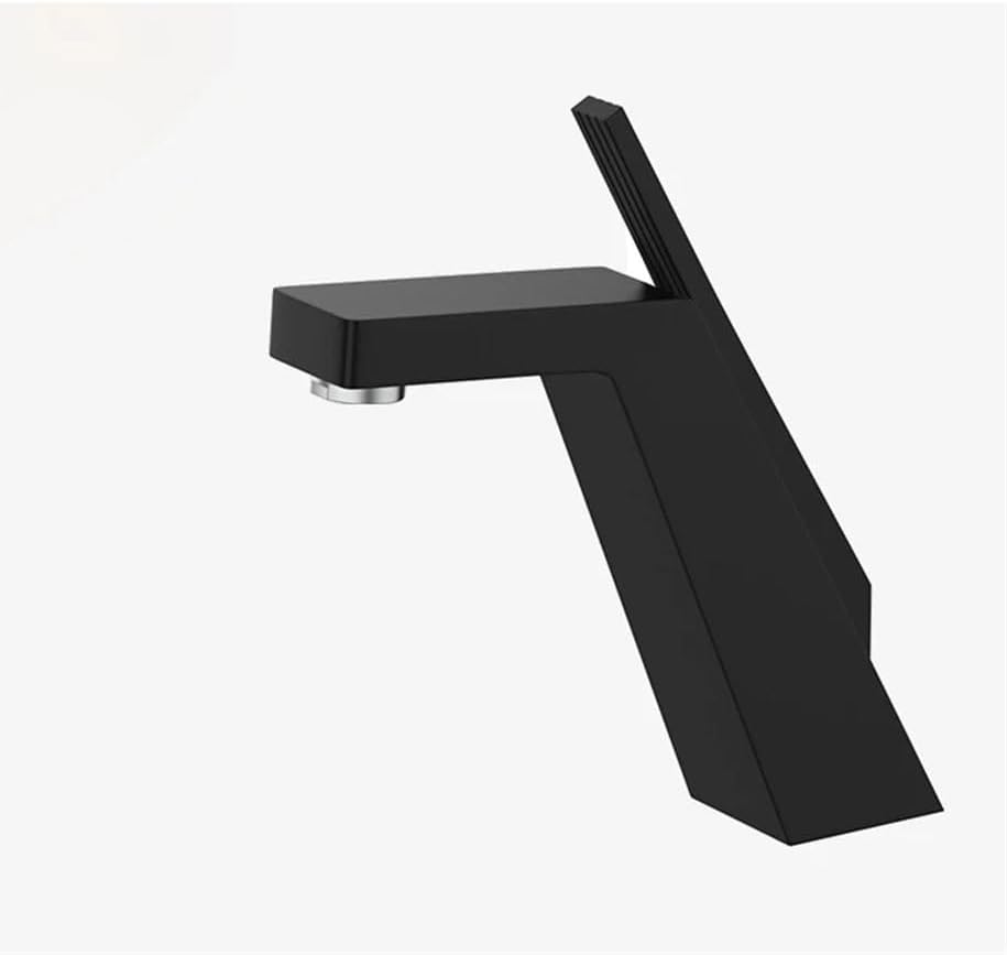 Robinet De Lavabo En Chrome Noir, Robinet De Lavabo À Levier Unique À Monter Sur Le Plan De Lavabo, Mélangeur Pour Eau Chaude Et Froide Pour Les Robinets De Salle De Bain.