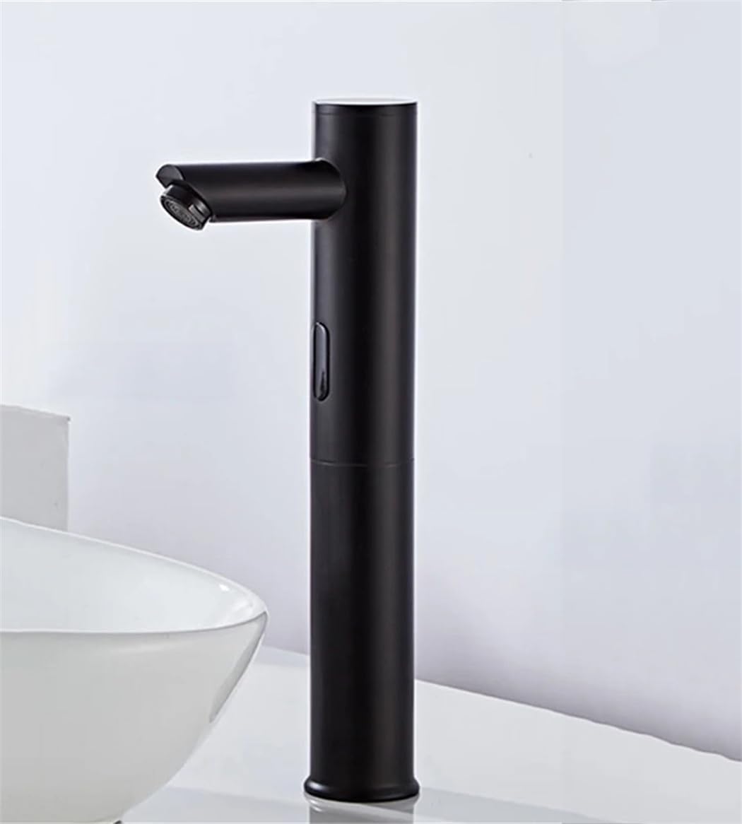 Robinet De Lavabo Noir Et Doré Avec Capteur, Robinet À Capteur Automatique Pour Mélange D'Eau Chaude Et Froide, Robinet De Lavabo Crane