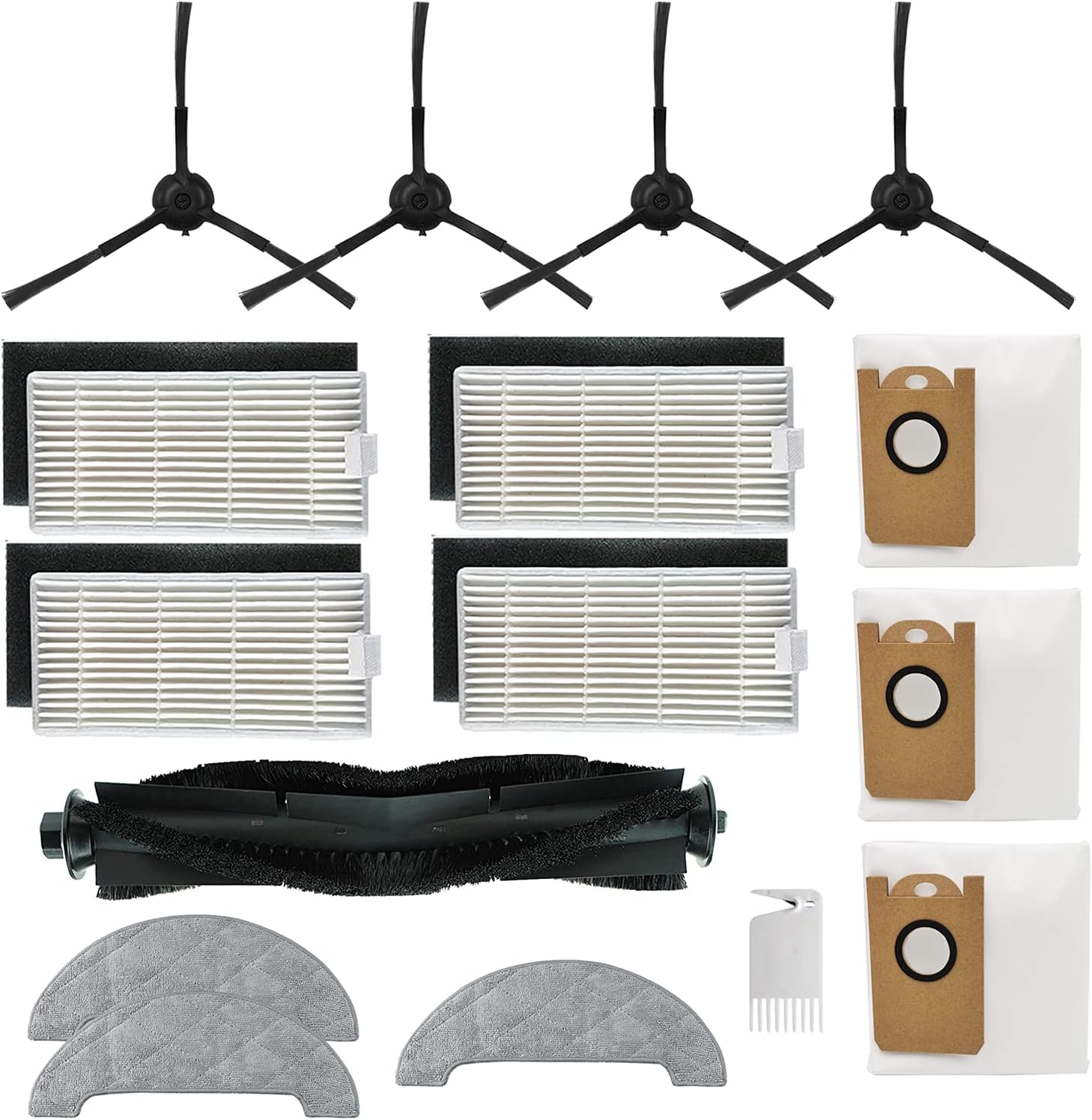 Chiffon De Nettoyage, Brosse, Filtre, Sac De Rechange, Kit D'Accessoires Pour L'Aspirateur Robot Proscenic M8 Pro (16 Pièces)