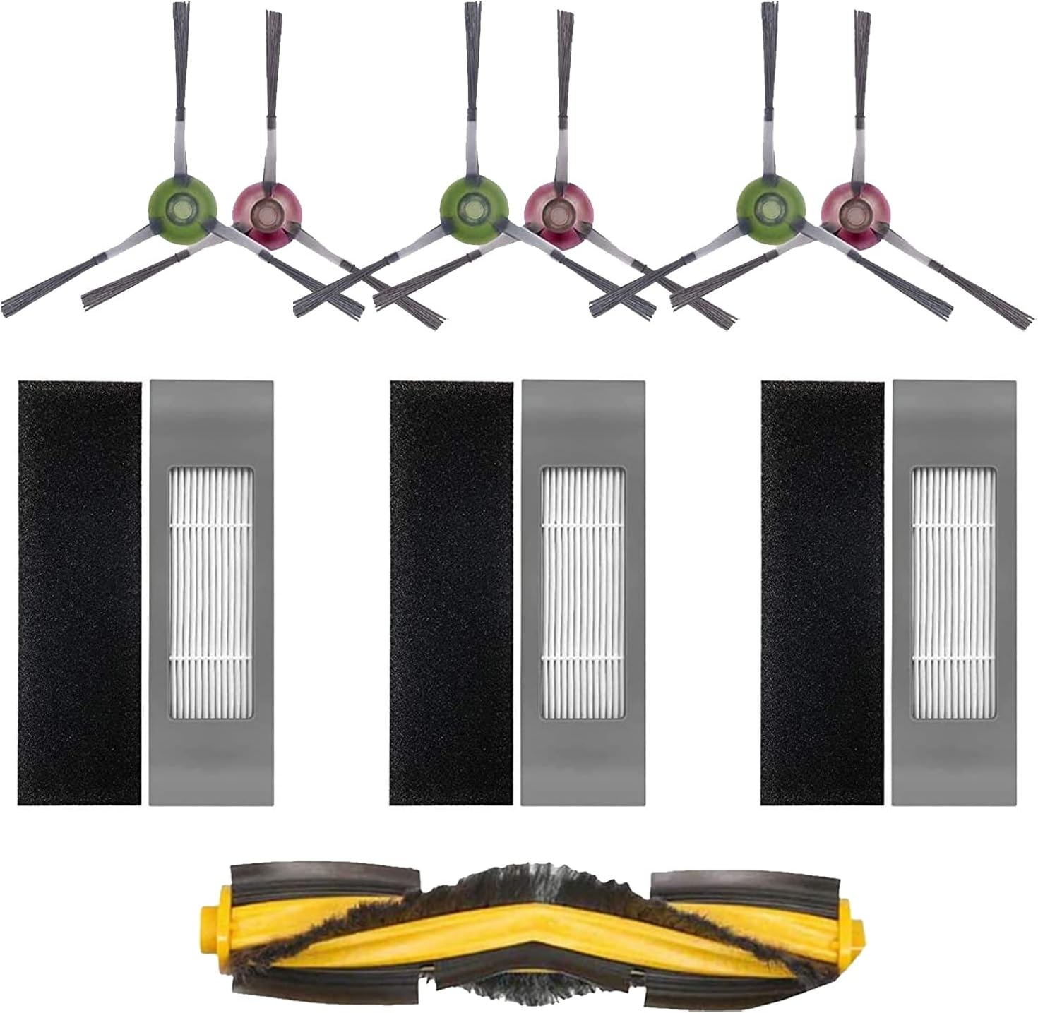 Ensemble De Brosses Et De Filtres De Rechange Pour Aspirateurs Robots Yeedi Vac 2 Pro Vac Hybrid Vac Station Vac Max (1 Brosse Principale + 6 Brosses Latérales + 3 Filtres Hepa)