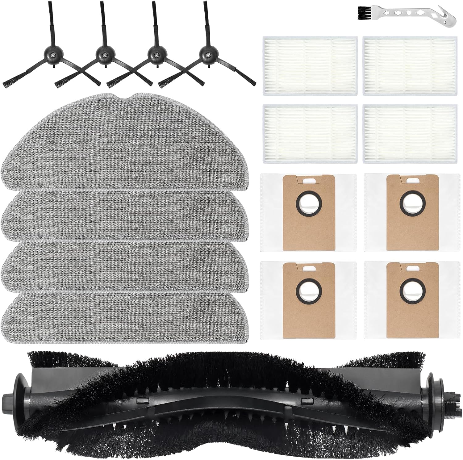 Pièces De Rechange Pour Les Modèles Tapo Rv20 Max Plus, Tapo Rv20 Max, Tapo Rv30 Max Plus Et Tapo Rv30 Max. Les Accessoires Comprennent : Une Brosse Principale, 4 Lingettes De Nettoyage, 4 Sacs, 4 Fil