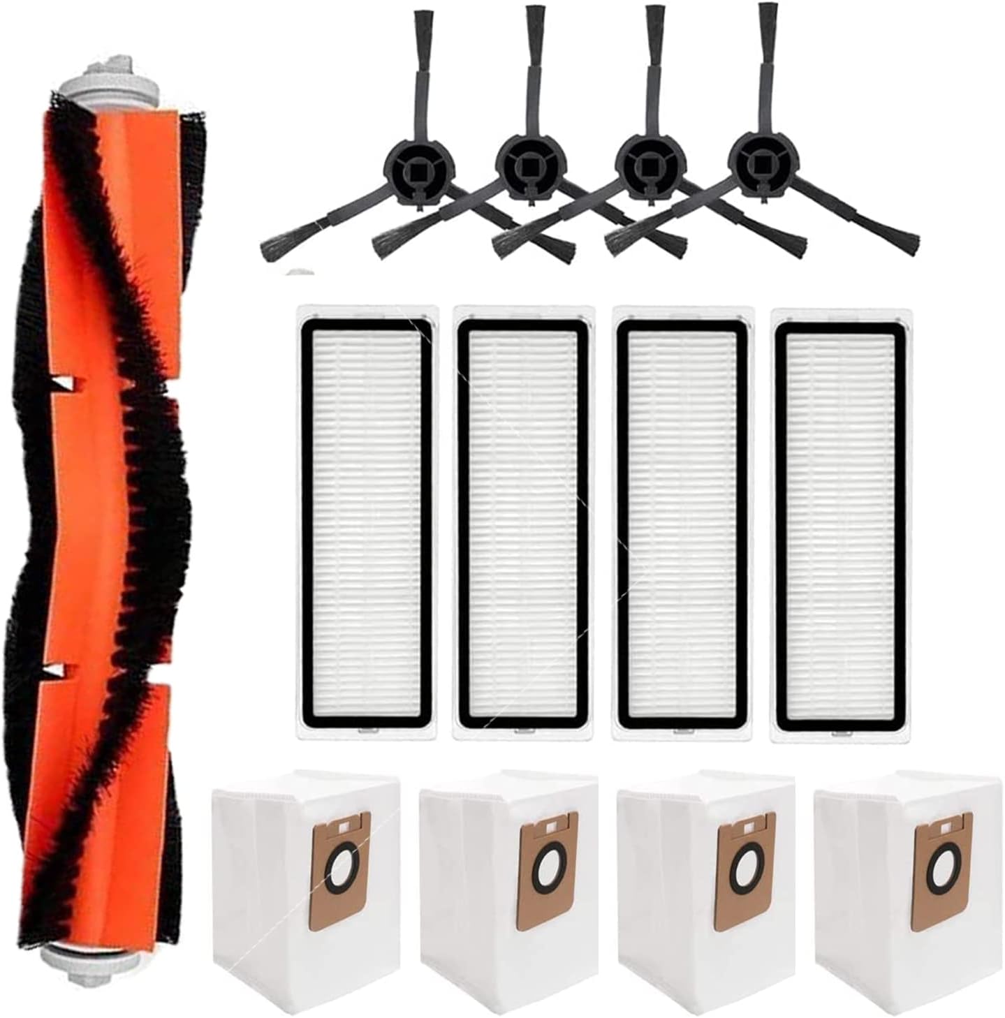 13 Pièces Détachées Pour Aspirateur Dreame Bot Z10 Pro L10 Plus : 1 Brosse Principale, 4 Brosses Latérales, 4 Filtres Hepa, 4 Sacs À Poussière