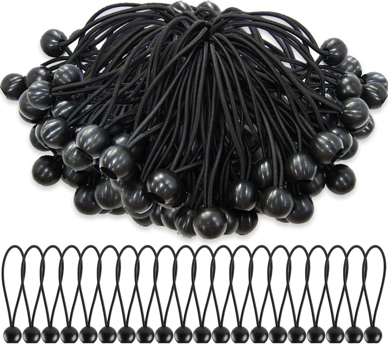 75 Pièces De Cordes Élastiques Bungee Avec Boules, Cordes Bungee De 15 Cm De Long Pour Bâches, Cordes Élastiques Avec Boules Pour Pavillons, Bâches, Tentes, Rideaux, Bannières, Camping (noir)